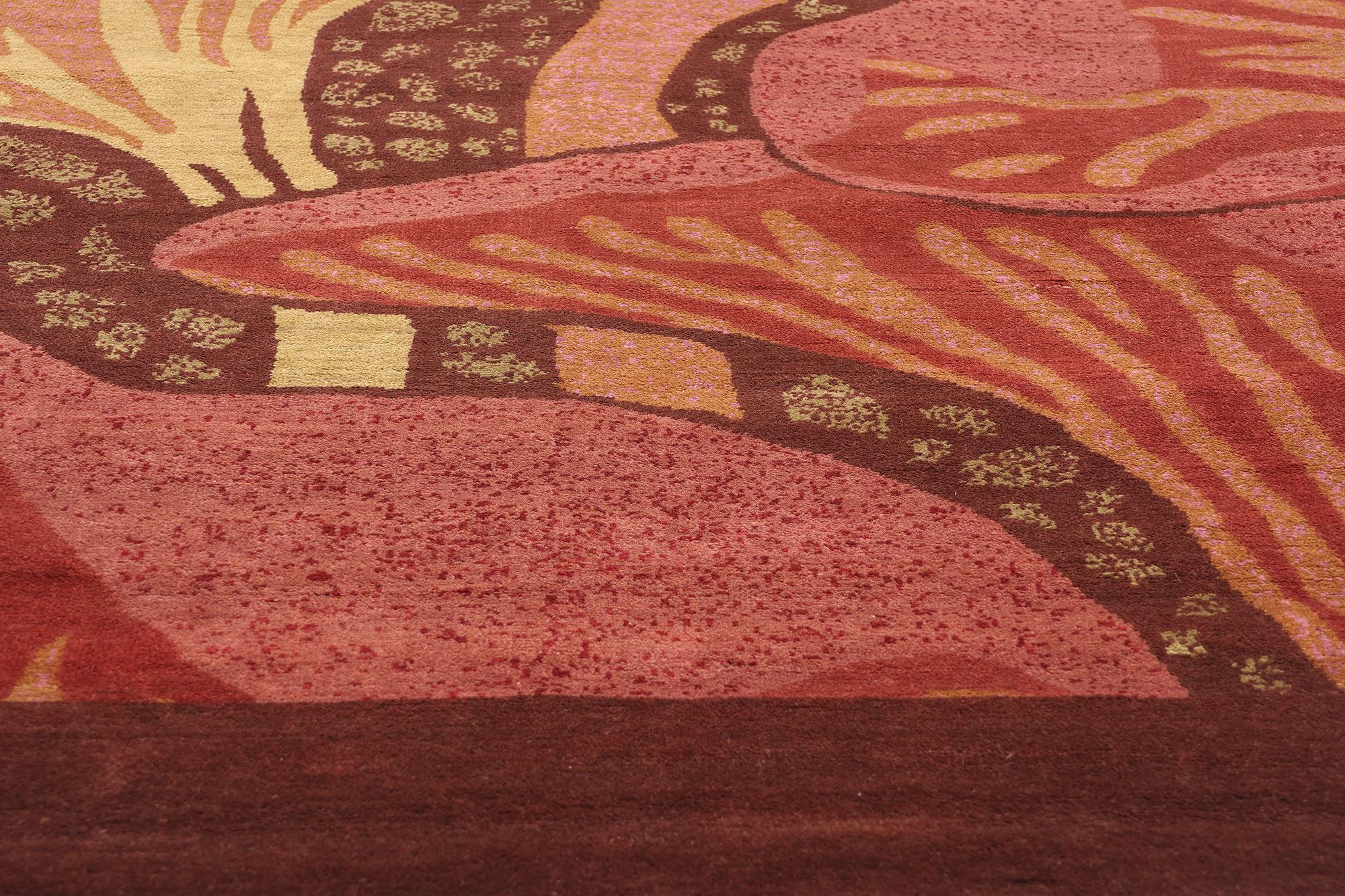 New Contemporary Mushroom Biophilic Wool Carpet Inspired by Koloman Moser (Handgeknüpft) im Angebot