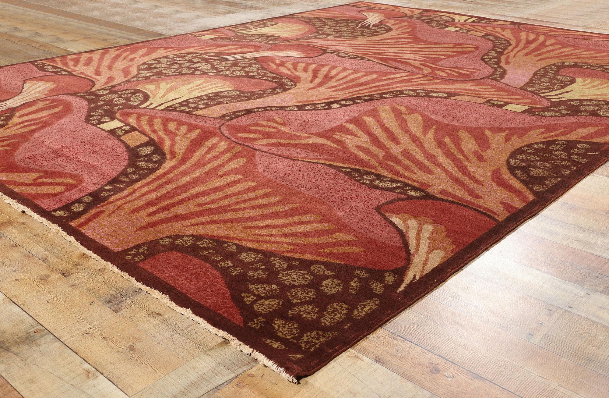 New Contemporary Mushroom Biophilic Wool Carpet Inspired by Koloman Moser (21. Jahrhundert und zeitgenössisch) im Angebot