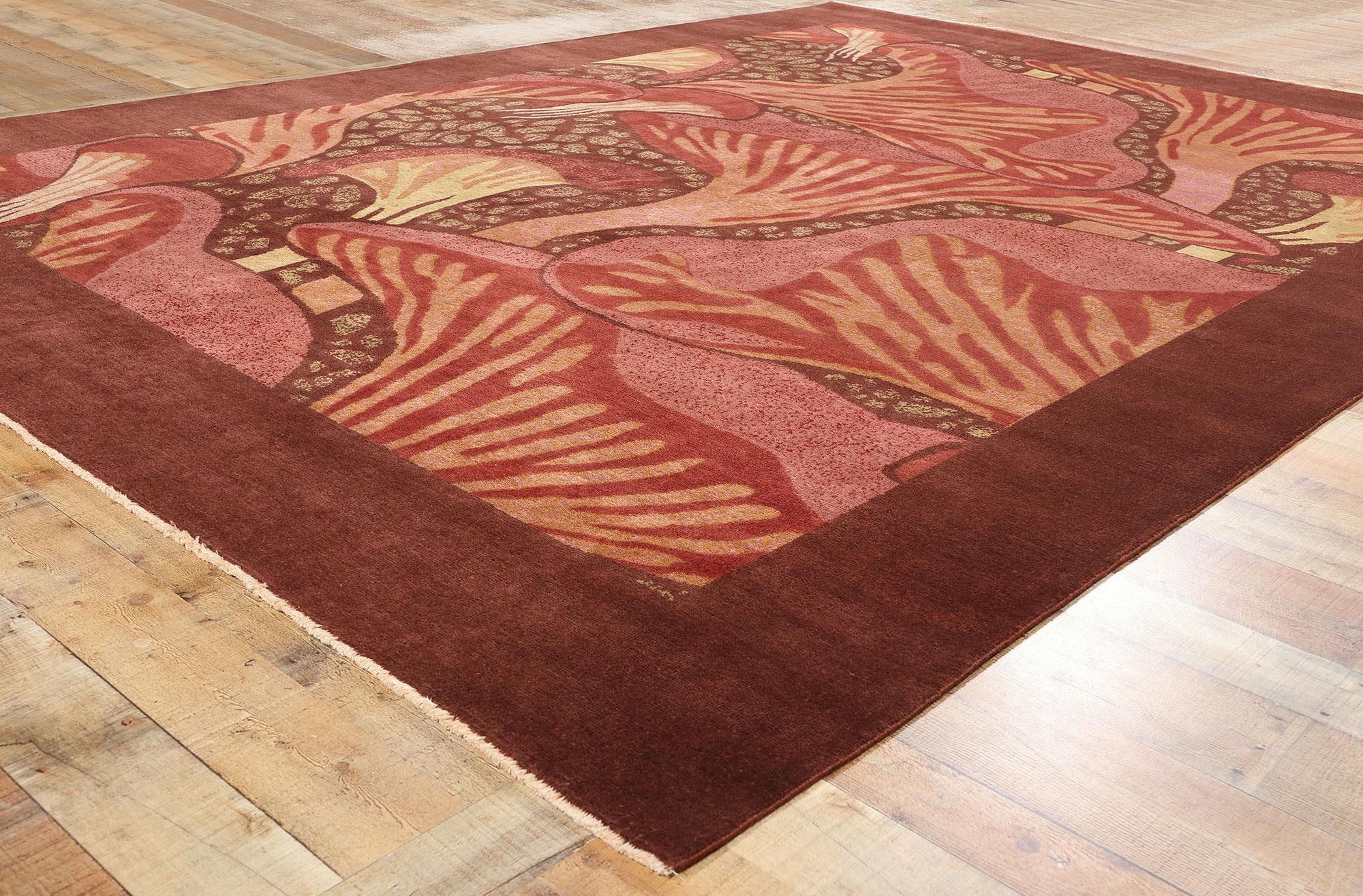 New Contemporary Mushroom Biophilic Wool Carpet Inspired by Koloman Moser (21. Jahrhundert und zeitgenössisch) im Angebot