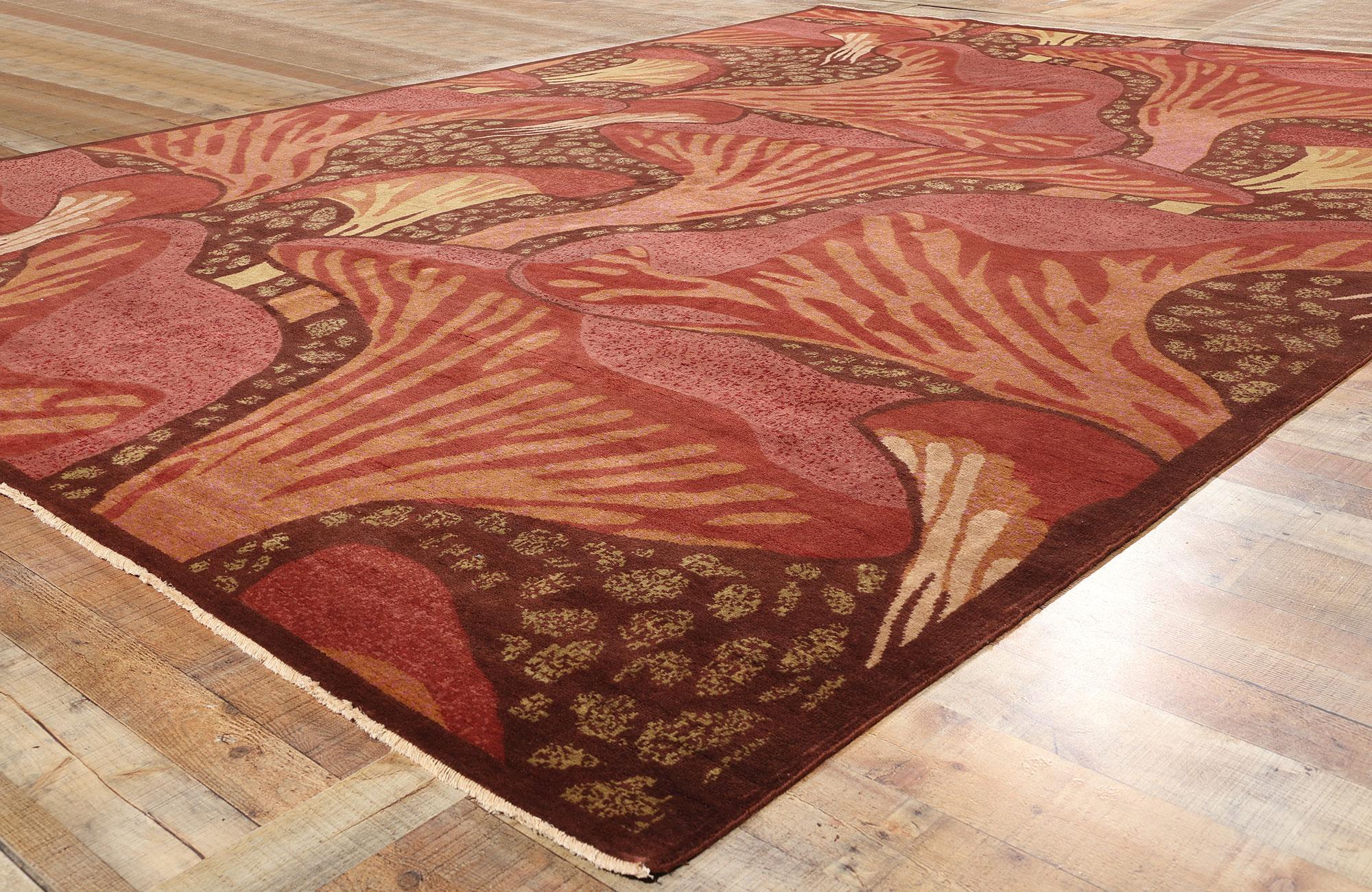 New Contemporary Mushroom Biophilic Wool Carpet Inspired by Koloman Moser (21. Jahrhundert und zeitgenössisch) im Angebot