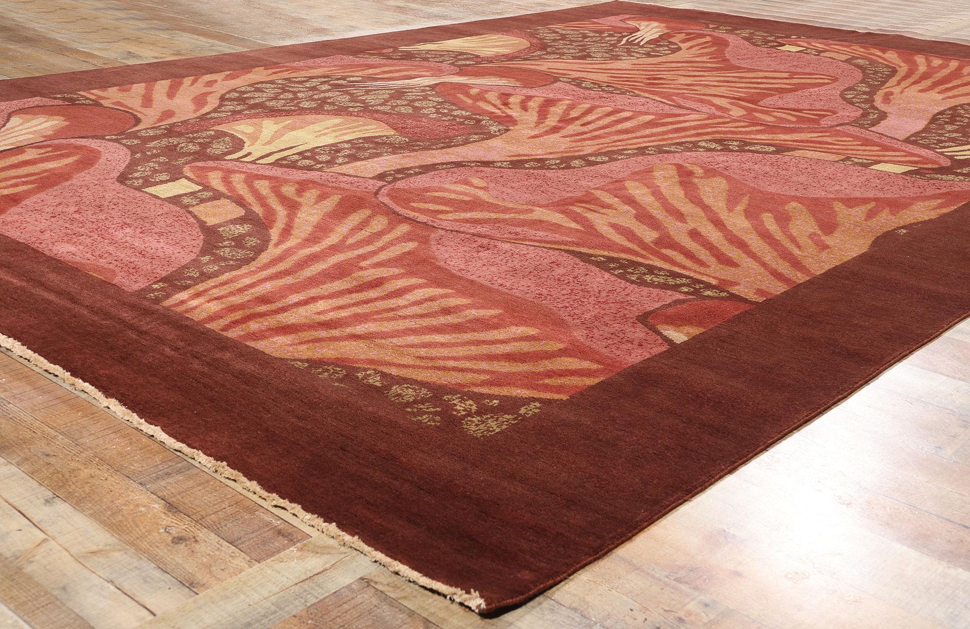 New Contemporary Mushroom Biophilic Wool Carpet Inspired by Koloman Moser (21. Jahrhundert und zeitgenössisch) im Angebot