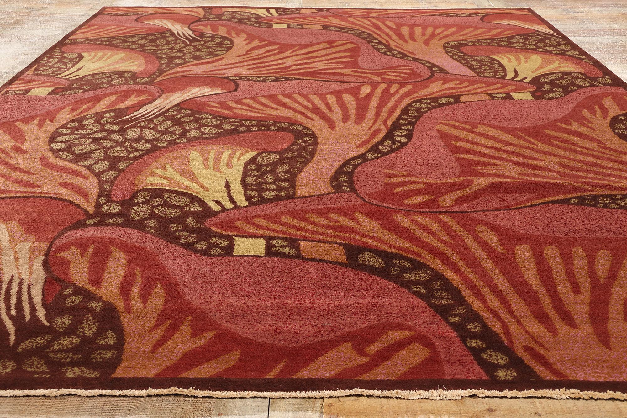 New Contemporary Mushroom Biophilic Wool Carpet Inspired by Koloman Moser (Wolle) im Angebot