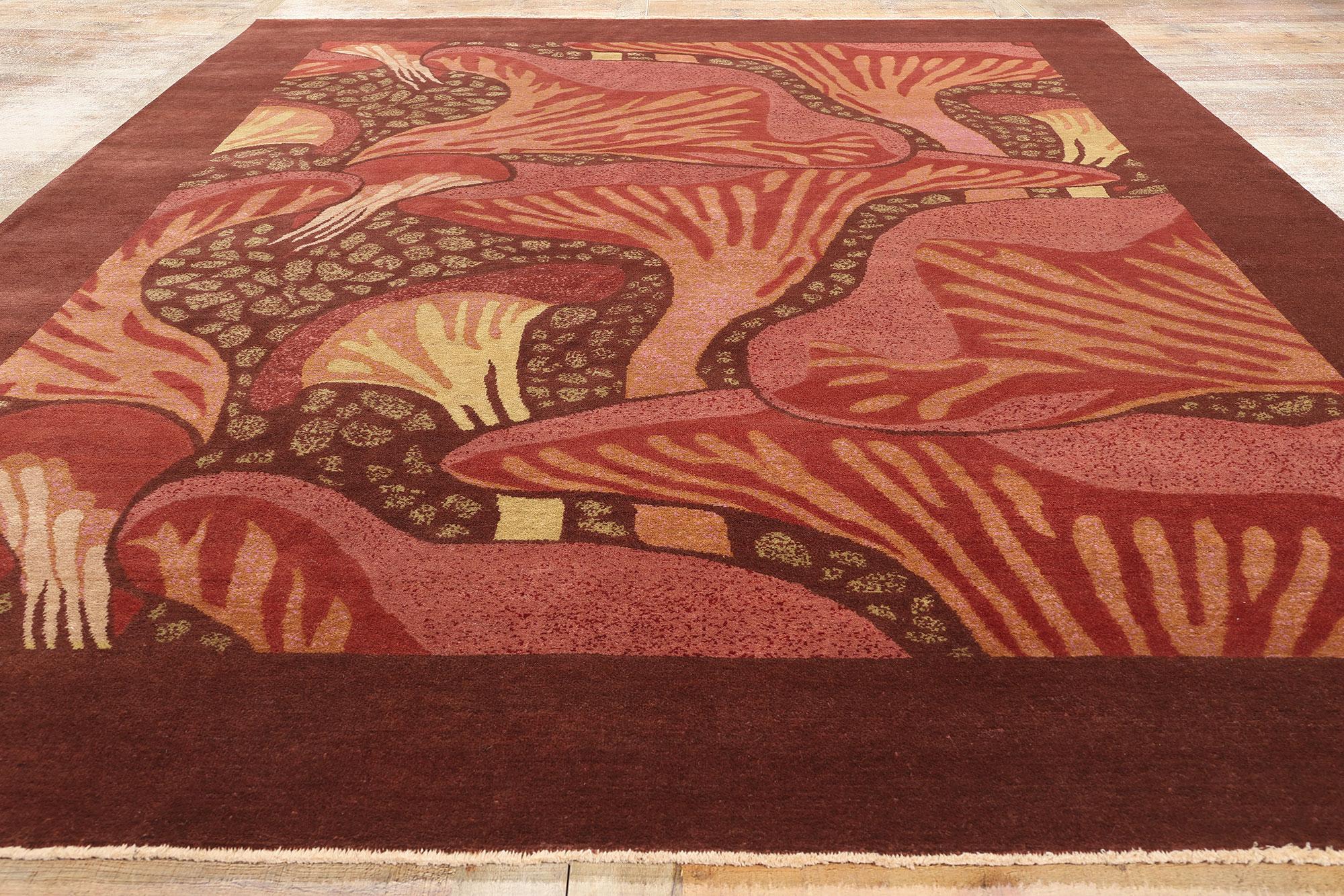 New Contemporary Mushroom Biophilic Wool Carpet Inspired by Koloman Moser (Wolle) im Angebot