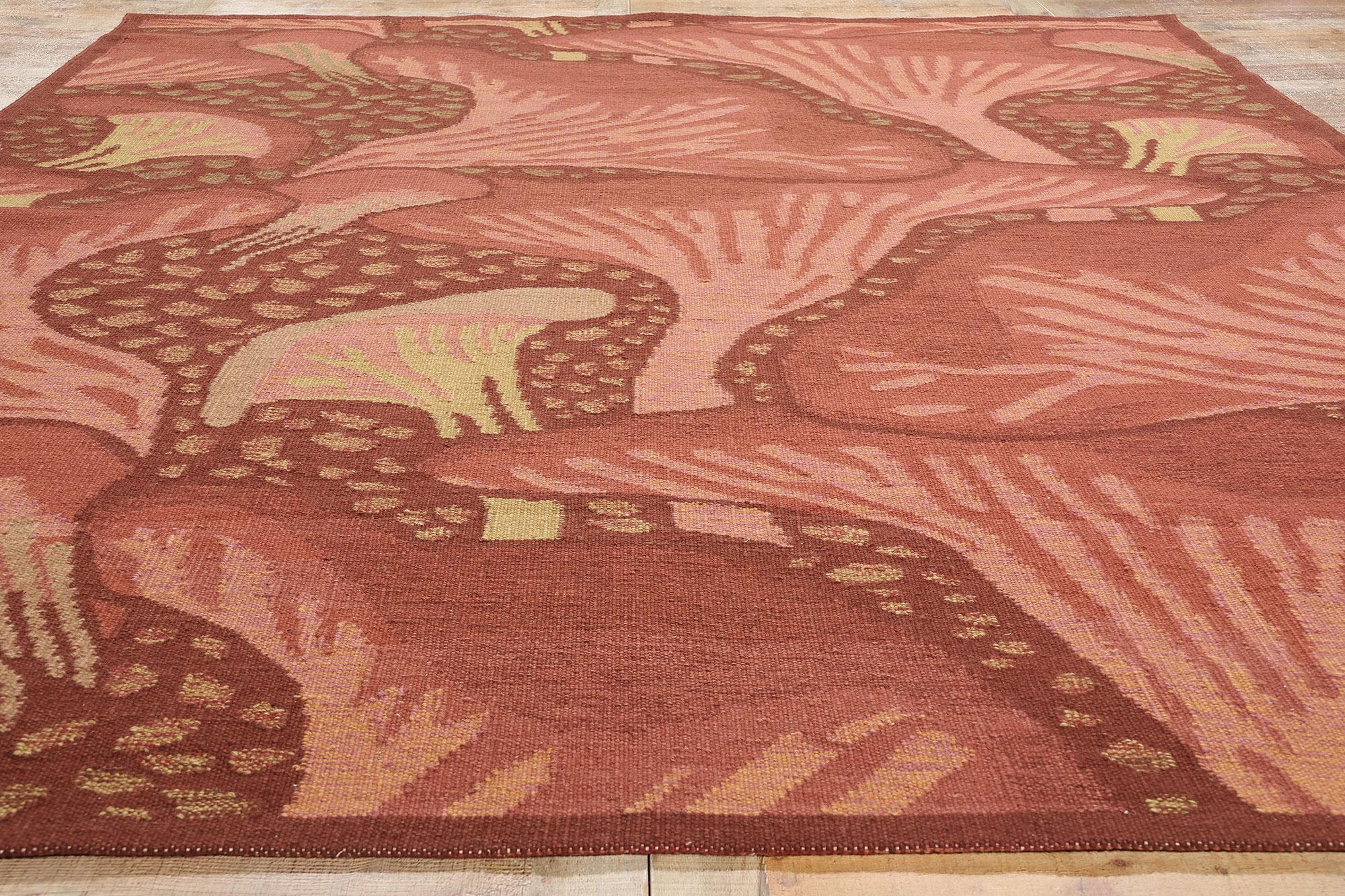 New Contemporary Mushroom Biophilic Wool Carpet Inspired by Koloman Moser (Wolle) im Angebot