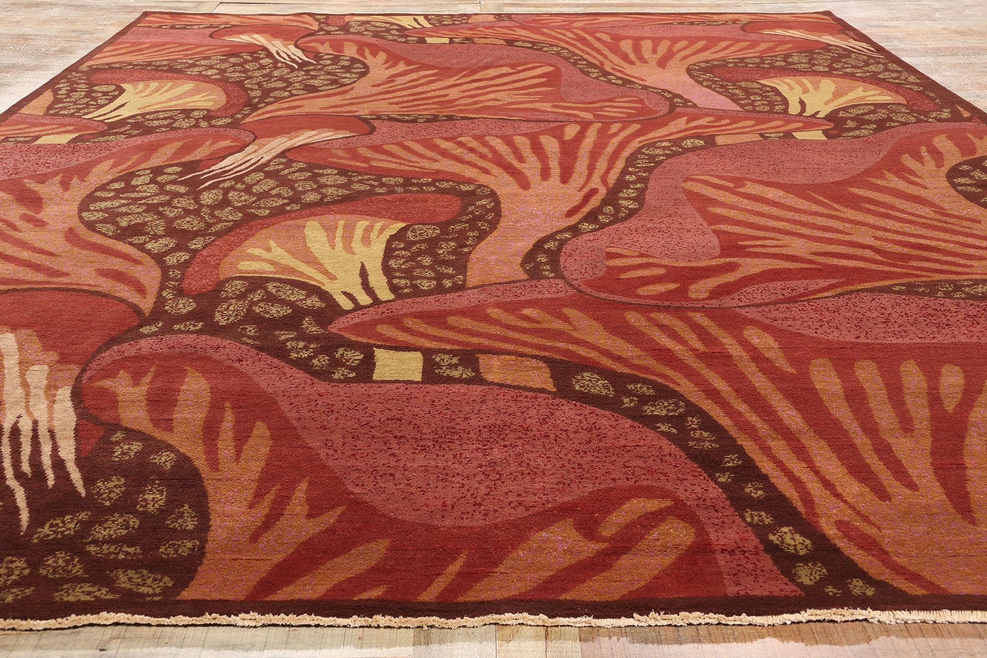 New Contemporary Mushroom Biophilic Wool Carpet Inspired by Koloman Moser (Wolle) im Angebot