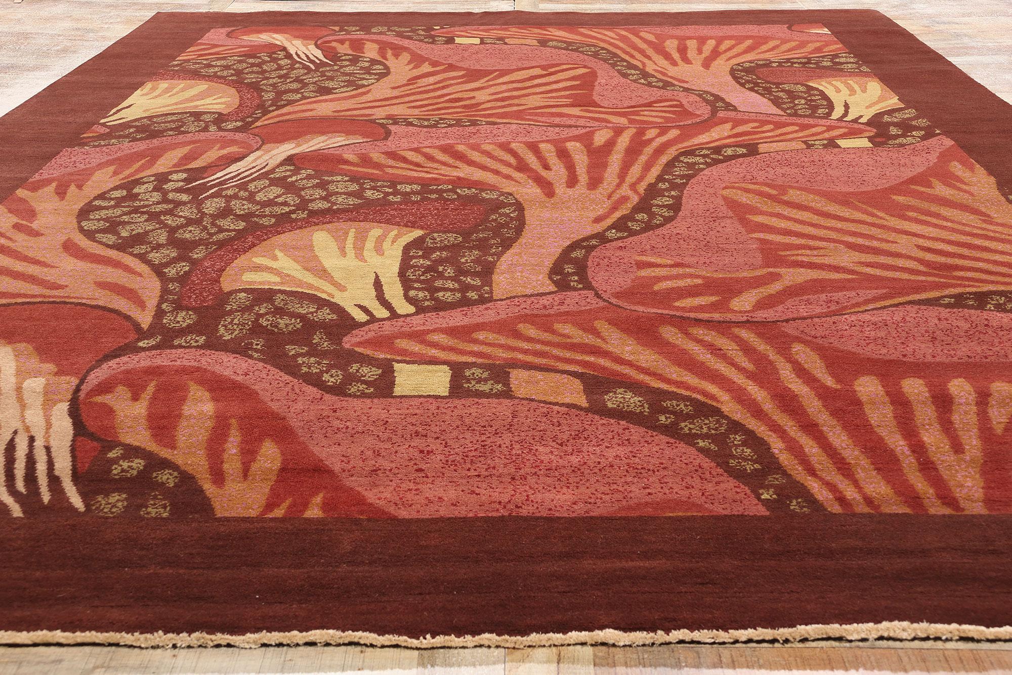 New Contemporary Mushroom Biophilic Wool Carpet Inspired by Koloman Moser (Wolle) im Angebot