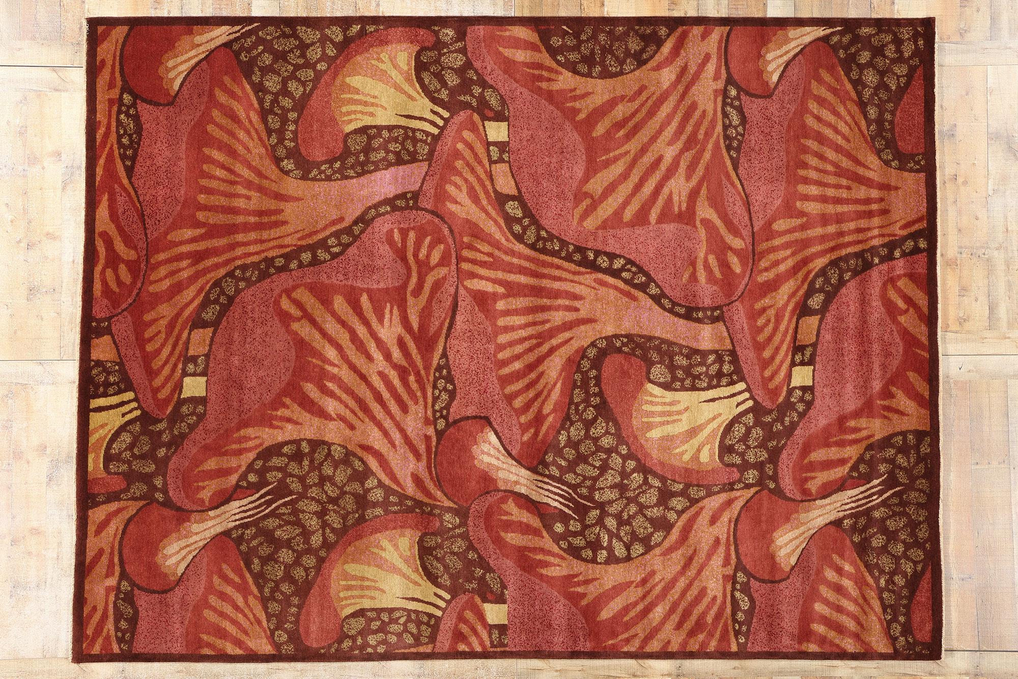 New Contemporary Mushroom Biophilic Wool Carpet Inspired by Koloman Moser im Angebot 1