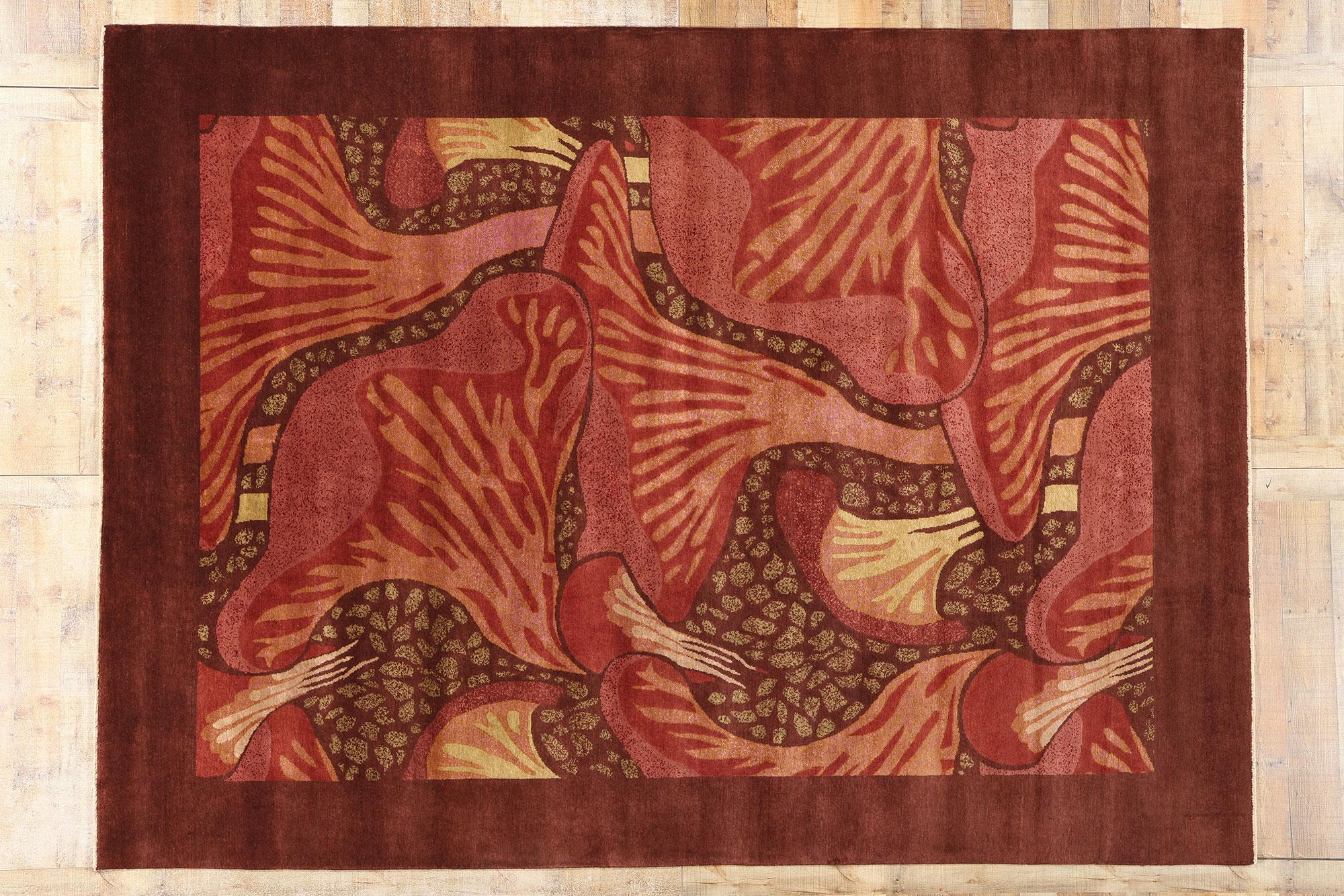 New Contemporary Mushroom Biophilic Wool Carpet Inspired by Koloman Moser im Angebot 1