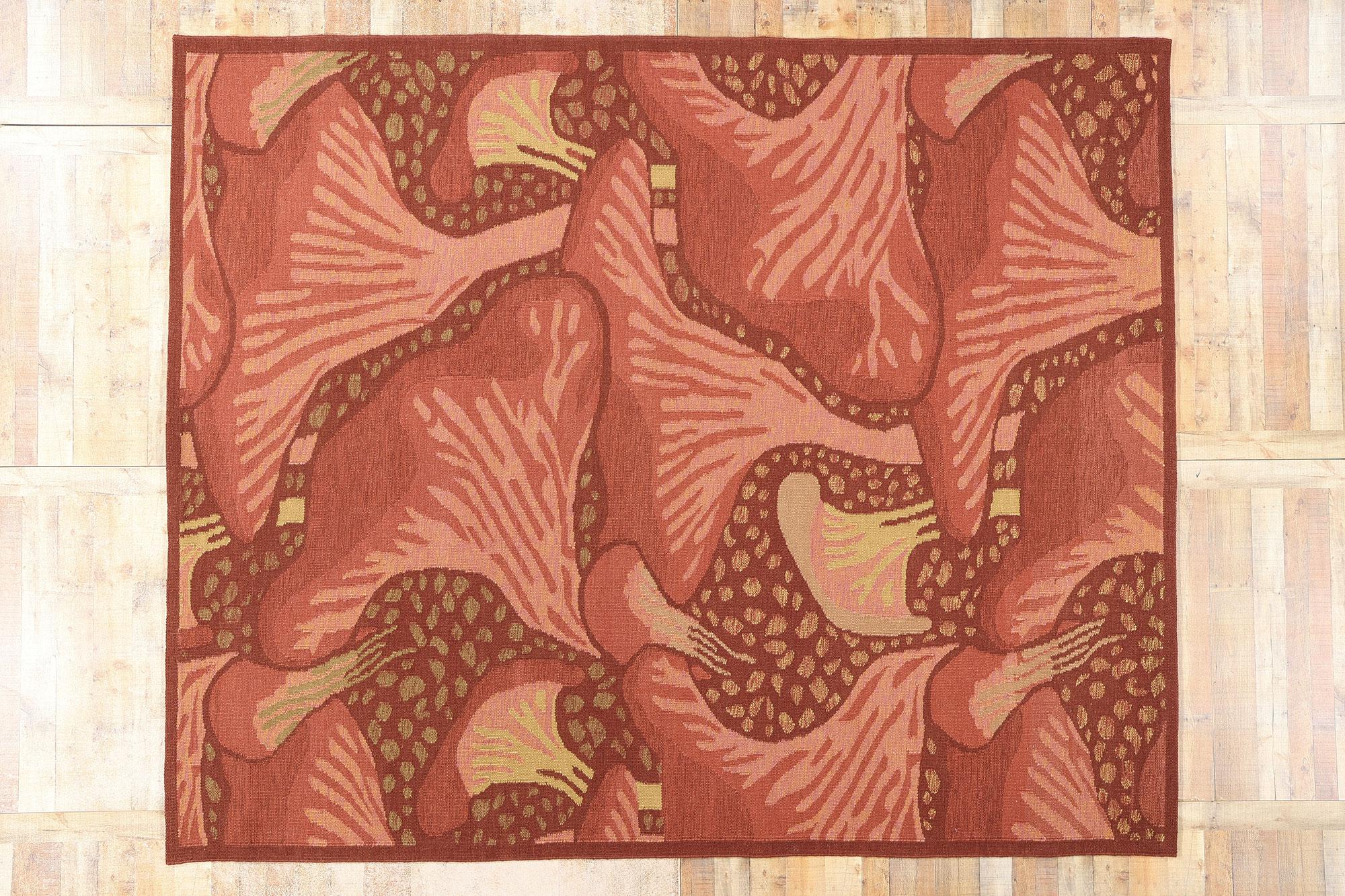 New Contemporary Mushroom Biophilic Wool Carpet Inspired by Koloman Moser im Angebot 1