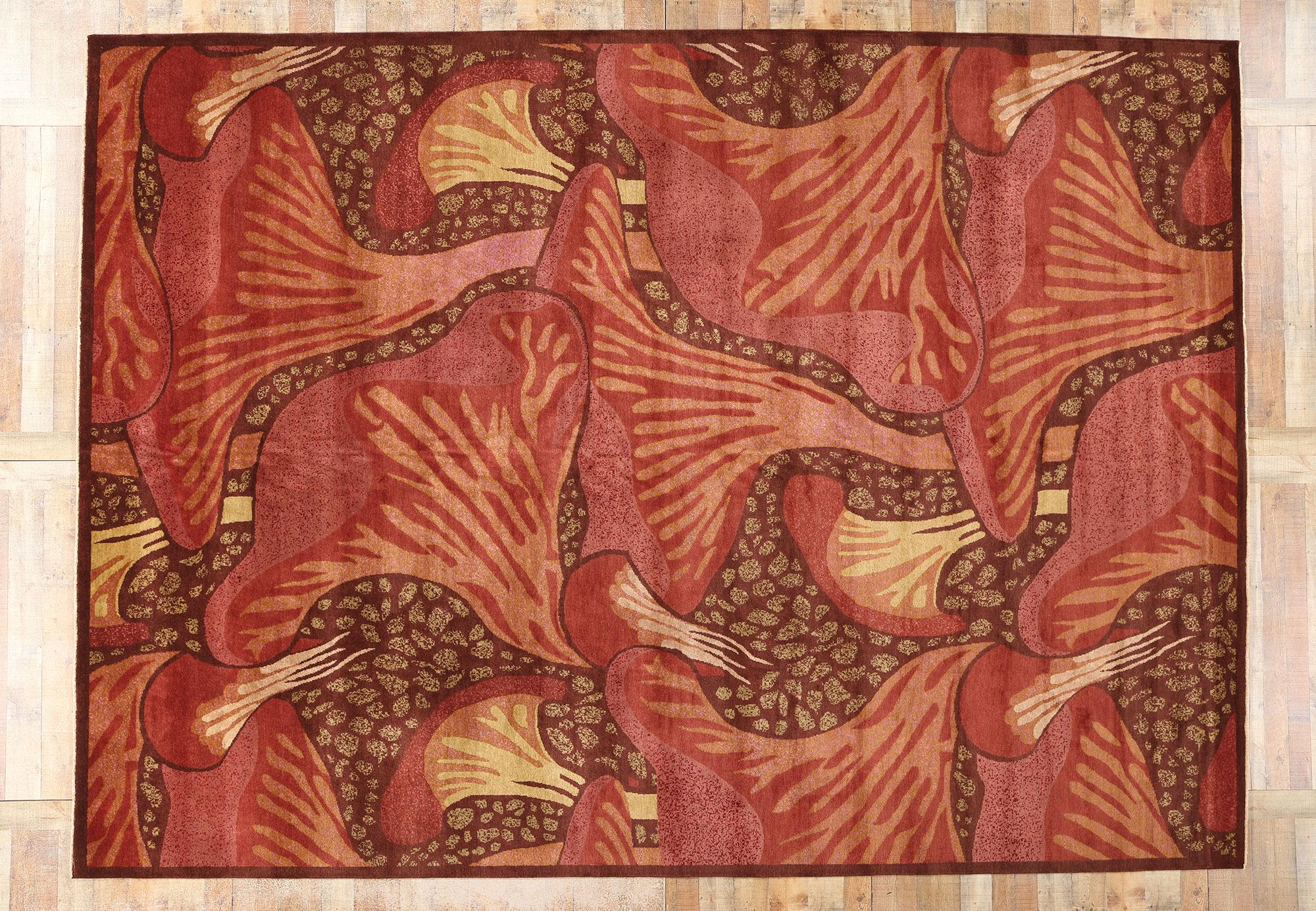 New Contemporary Mushroom Biophilic Wool Carpet Inspired by Koloman Moser im Angebot 1