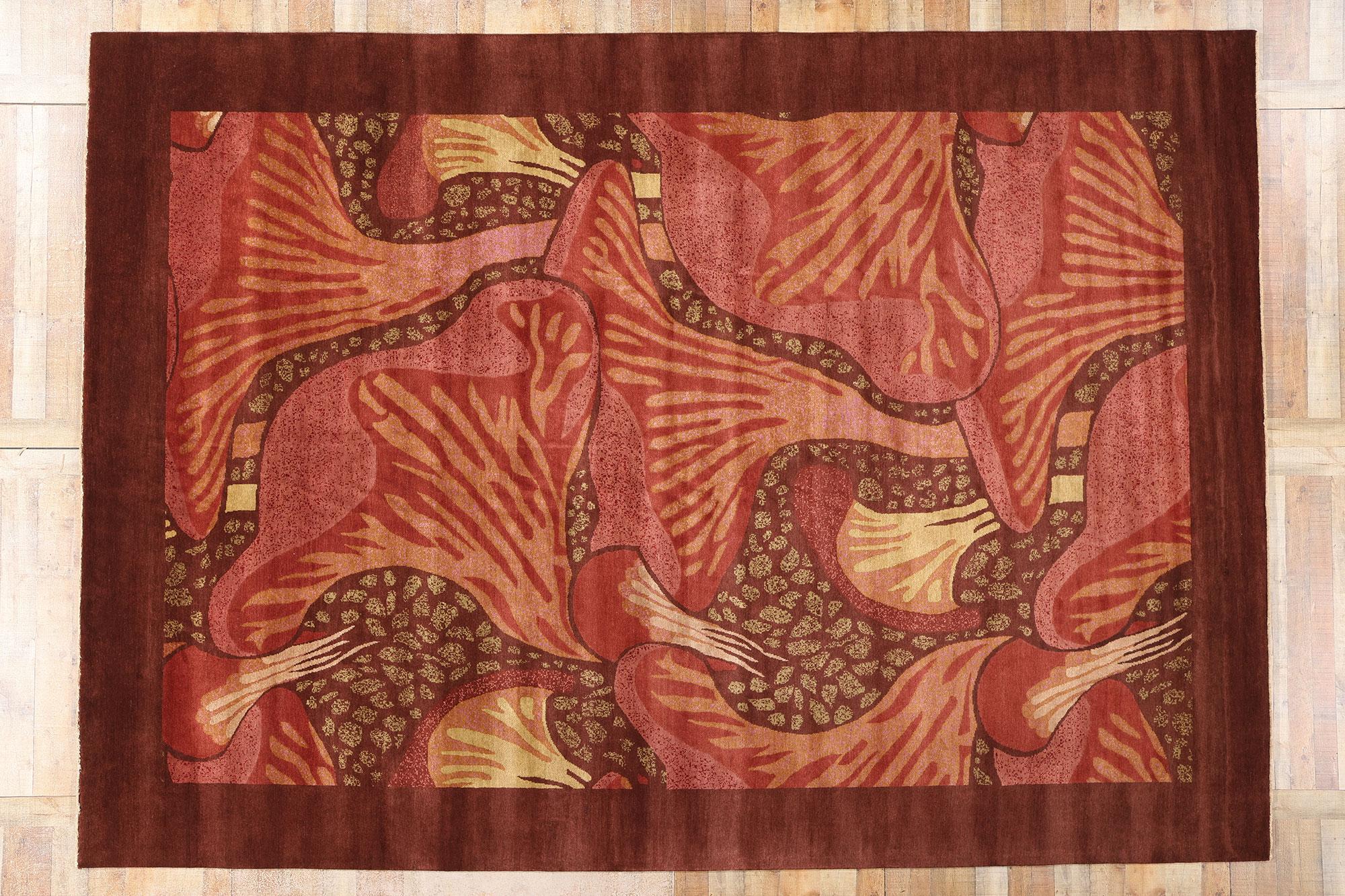 New Contemporary Mushroom Biophilic Wool Carpet Inspired by Koloman Moser im Angebot 1
