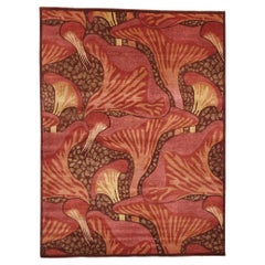 New Contemporary Mushroom Biophilic Wool Carpet Inspired by Koloman Moser