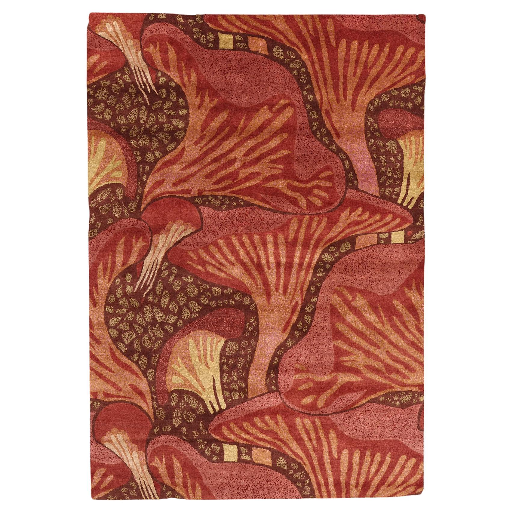 New Contemporary Mushroom Biophilic Wool Carpet Inspired by Koloman Moser im Angebot