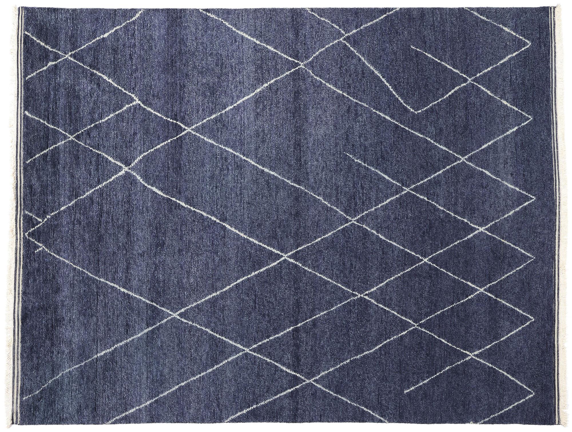 Nueva alfombra marroquí contemporánea azul marino en venta 2