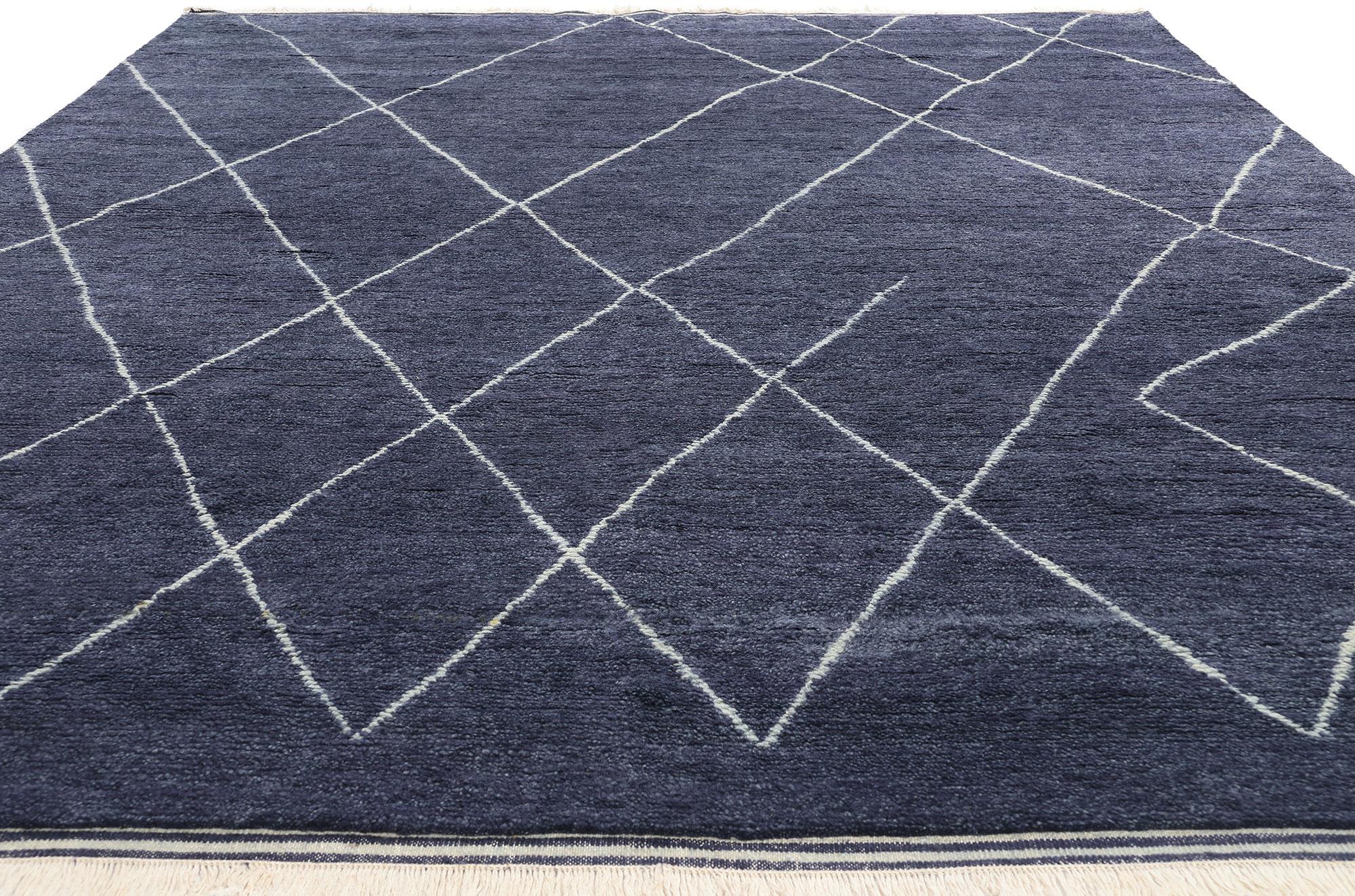 Nueva alfombra marroquí contemporánea azul marino Bohemio en venta