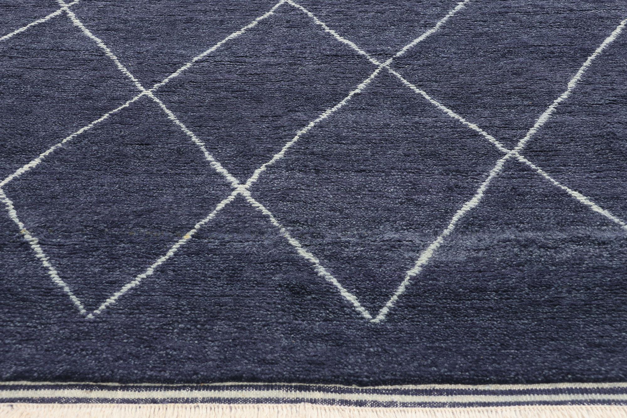 Nueva alfombra marroquí contemporánea azul marino Indio en venta