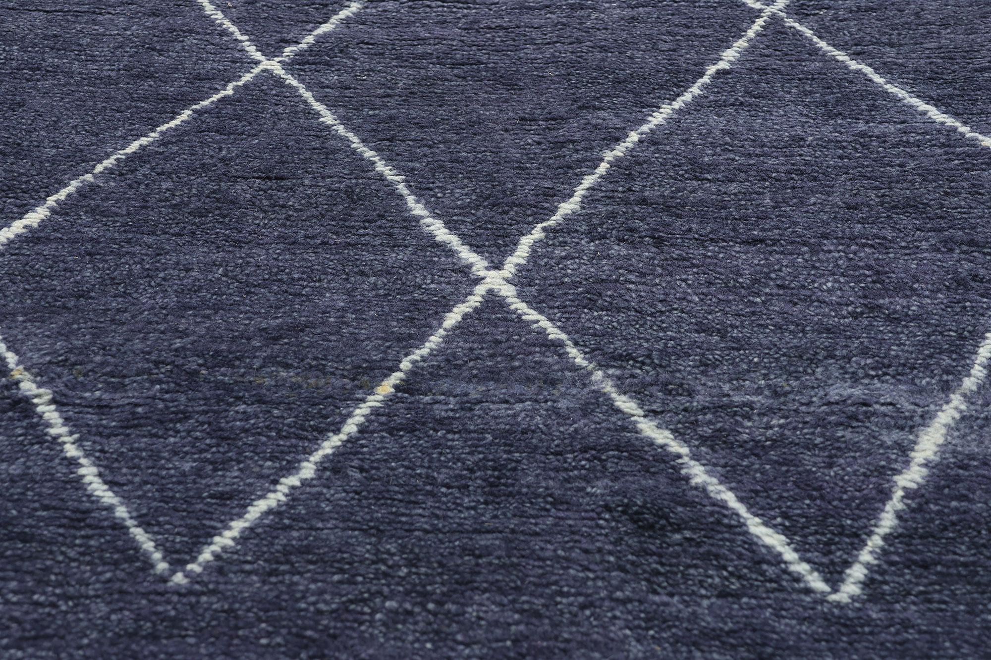Nueva alfombra marroquí contemporánea azul marino Anudado a mano en venta