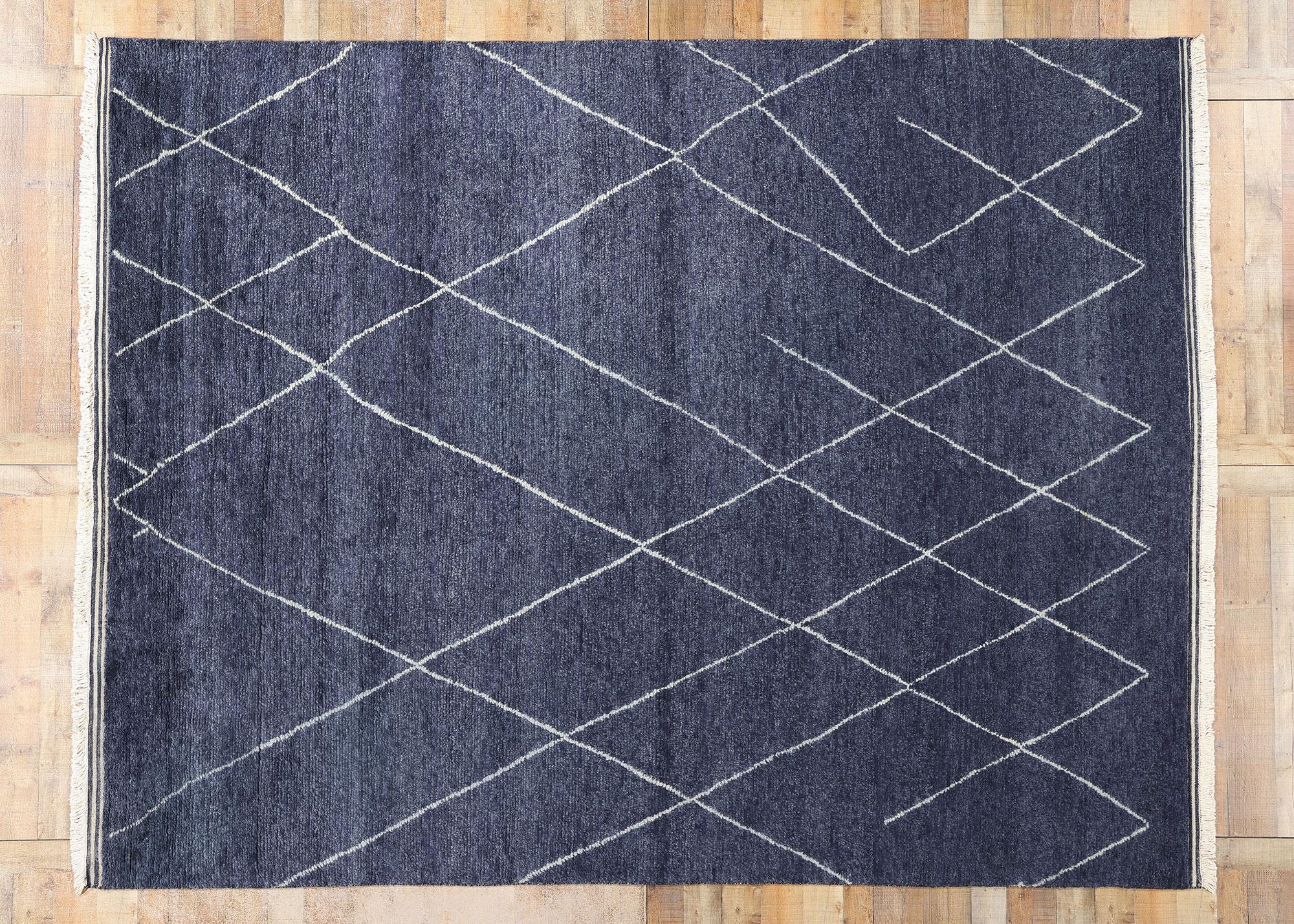 Nueva alfombra marroquí contemporánea azul marino en venta 1