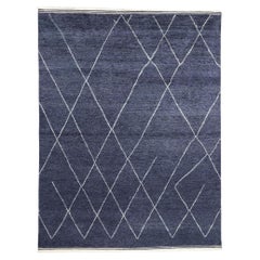 New Contemporary Navy Blue Moroccan Area Rug