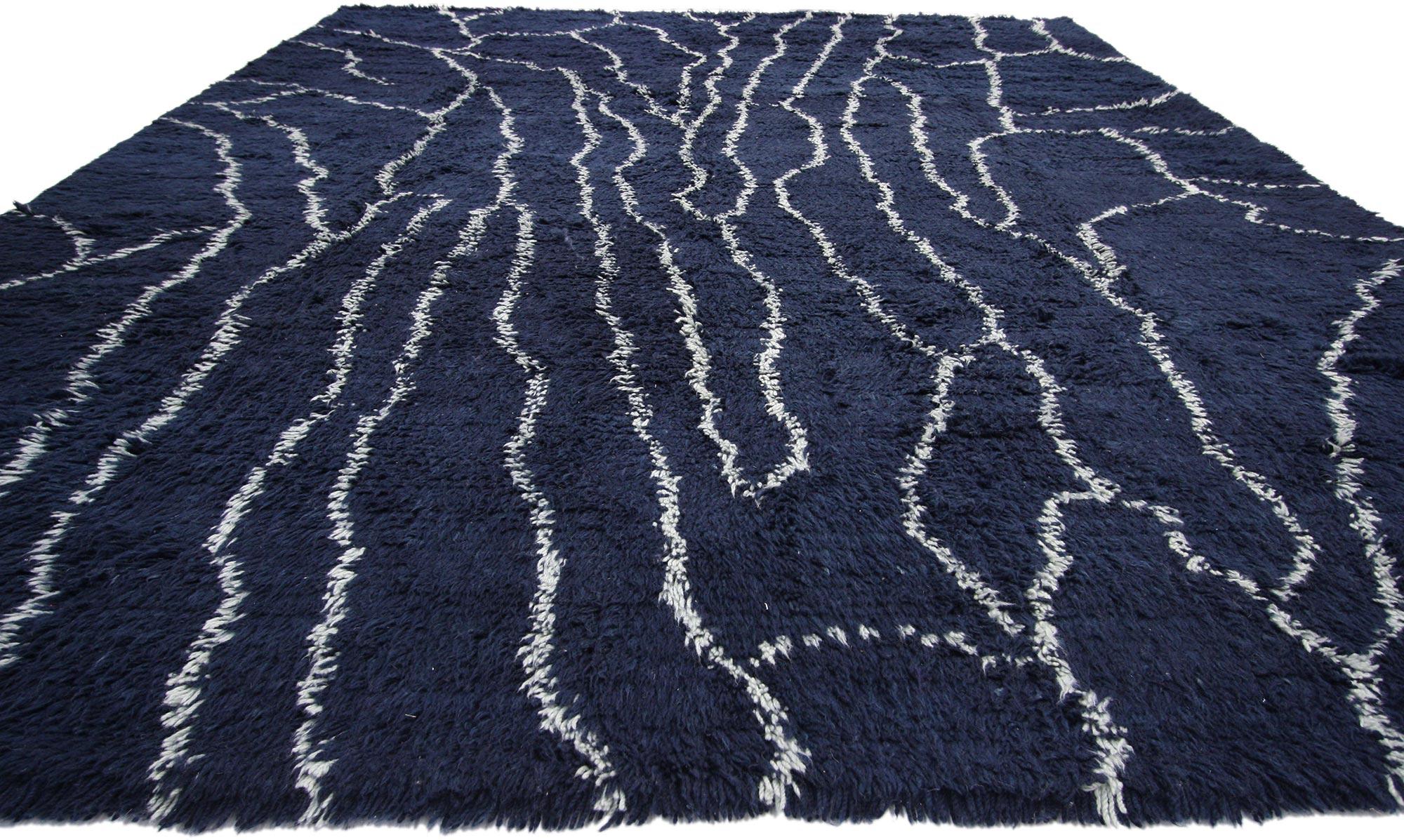 Indian Large Modern Moroccan Rug, Dark and Moody Meets Cozy Nomad For Sale