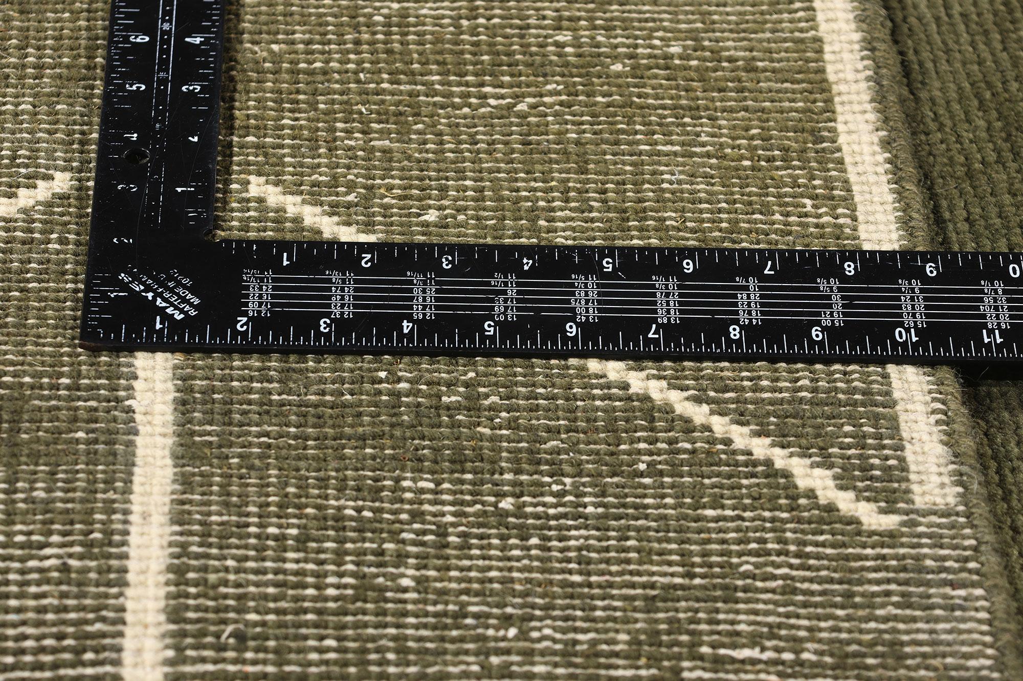 New Contemporary Olive Geometric Textured Carpet with Modern Raised Design In New Condition For Sale In Dallas, TX