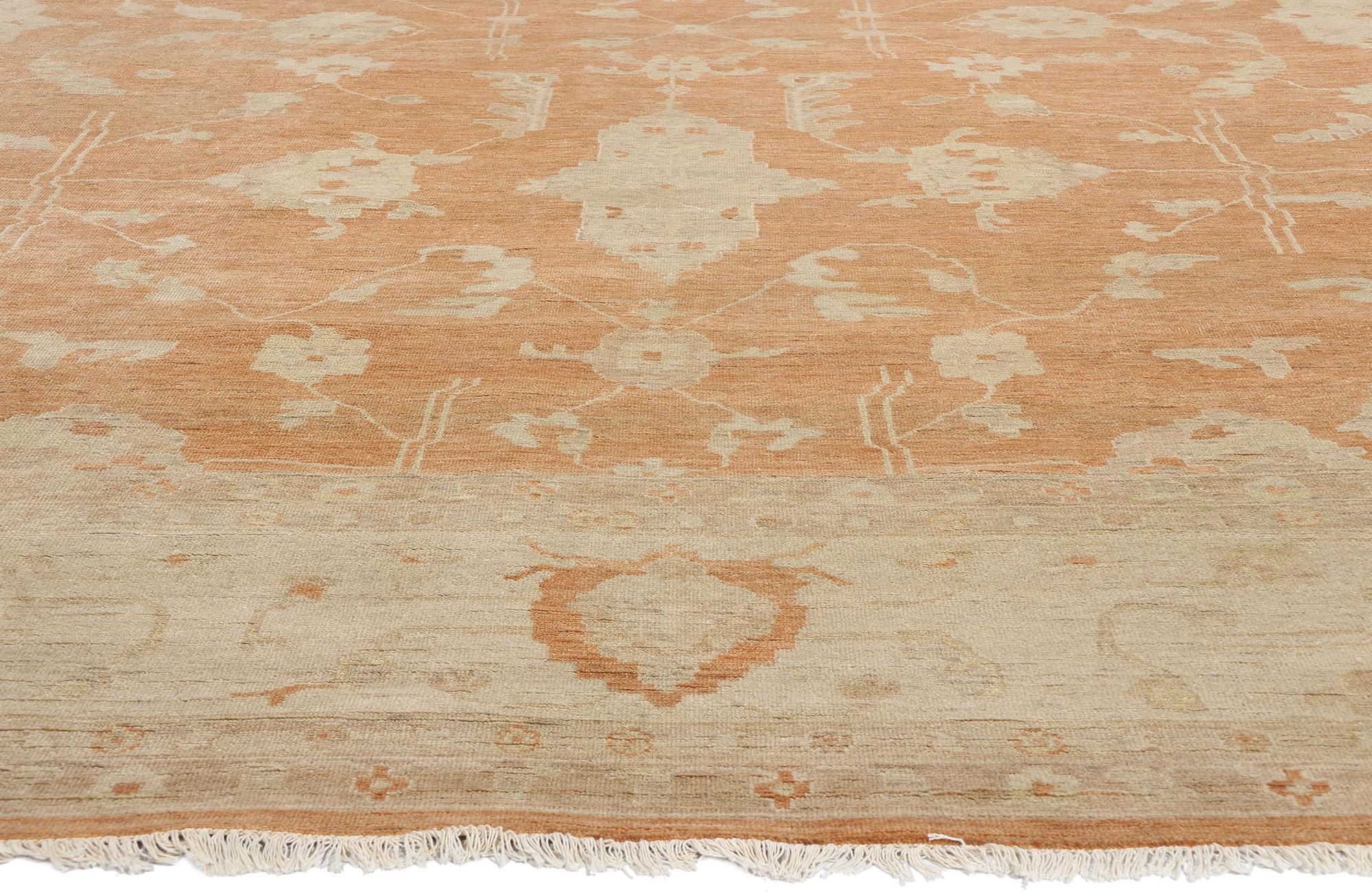 Annodato a mano Tappeto New Contemporary Orange Oushak, 12'00 x 14'10 in vendita