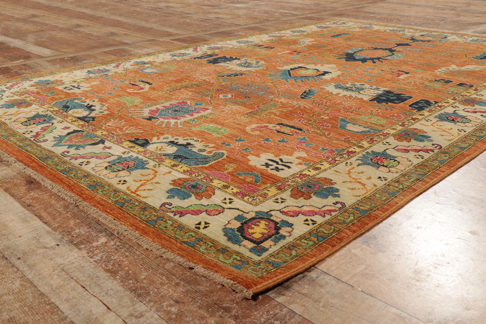 New Contemporary Orange Oushak Rug In New Condition For Sale In Dallas, TX
