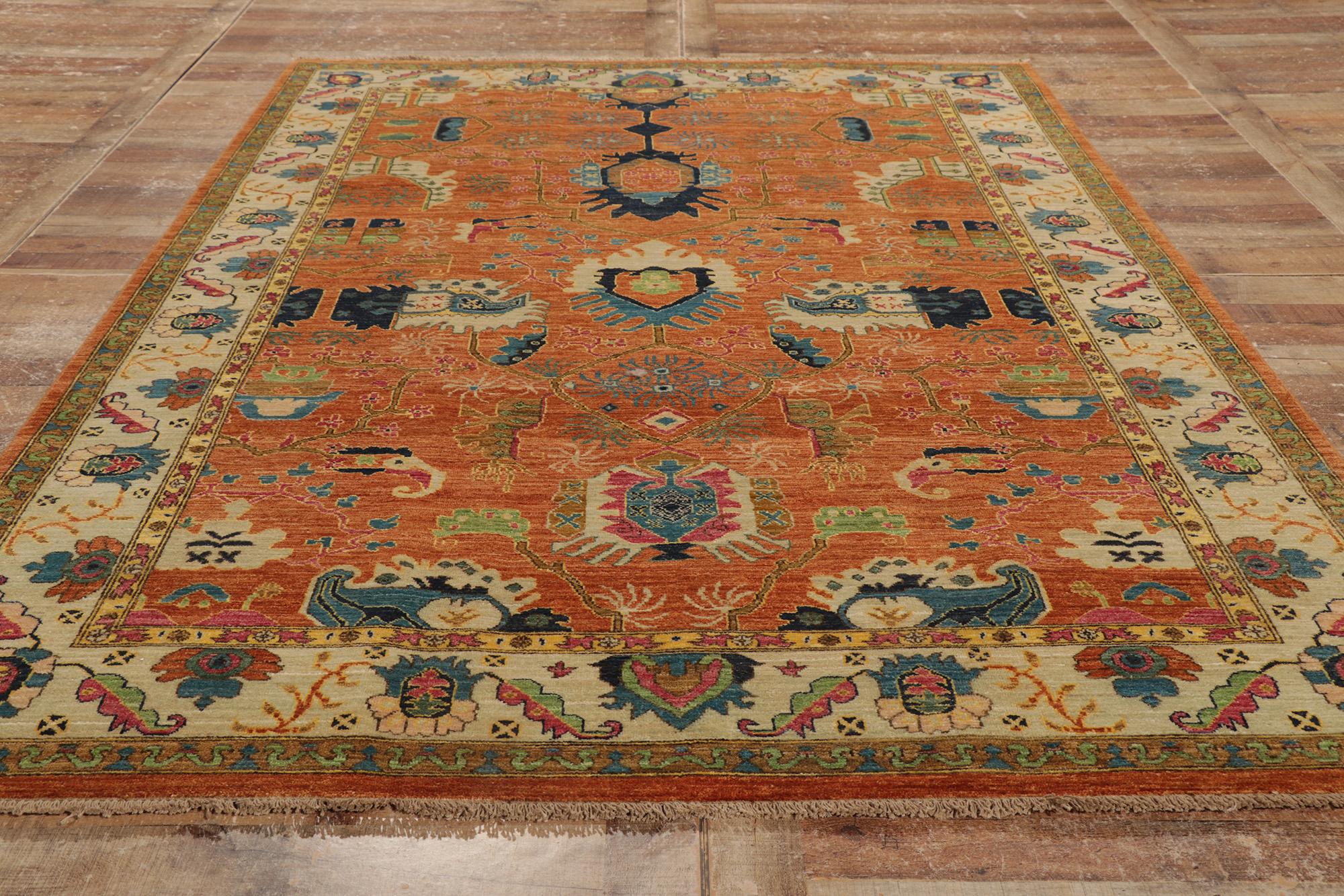 Wool New Contemporary Orange Oushak Rug For Sale
