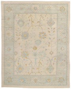 New Contemporary Organic Coastal Turkish Oushak Rug, 09'08 x 12'03