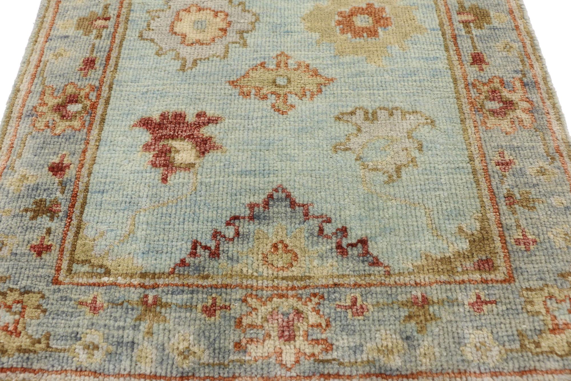Hand-Knotted New Contemporary Oushak Indian Rug with Eclectic Coastal Boho Style For Sale