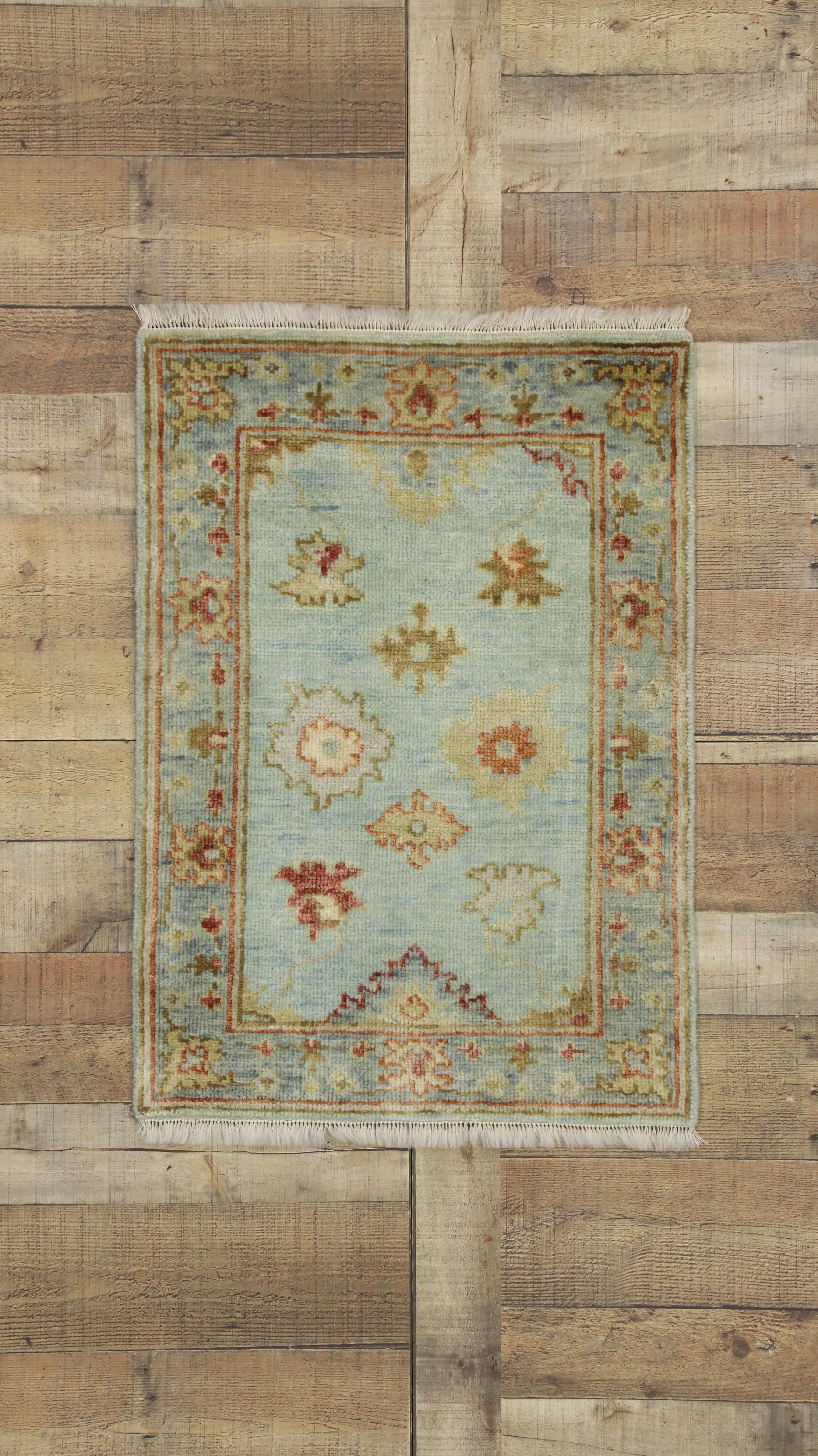 New Contemporary Oushak Indian Rug with Eclectic Coastal Boho Style For Sale 2