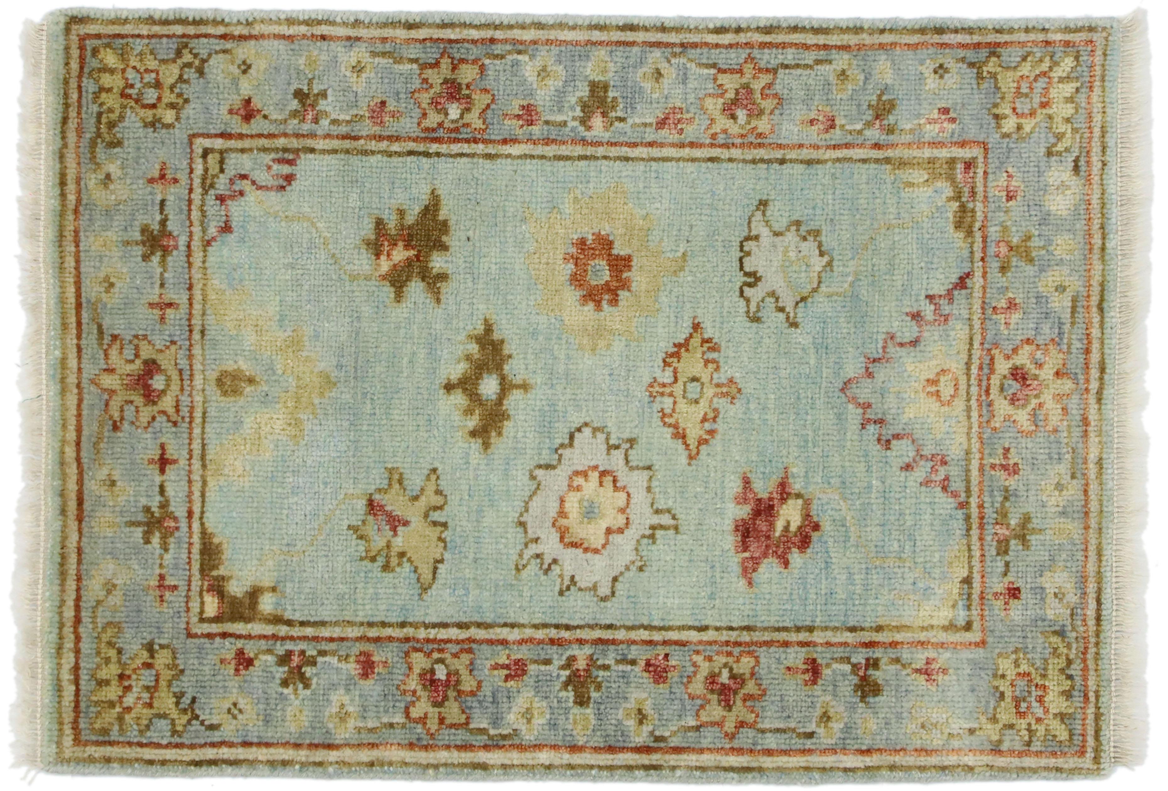 Contemporary Oushak Indian Rug with Eclectic Coastal Boho Style For Sale 1