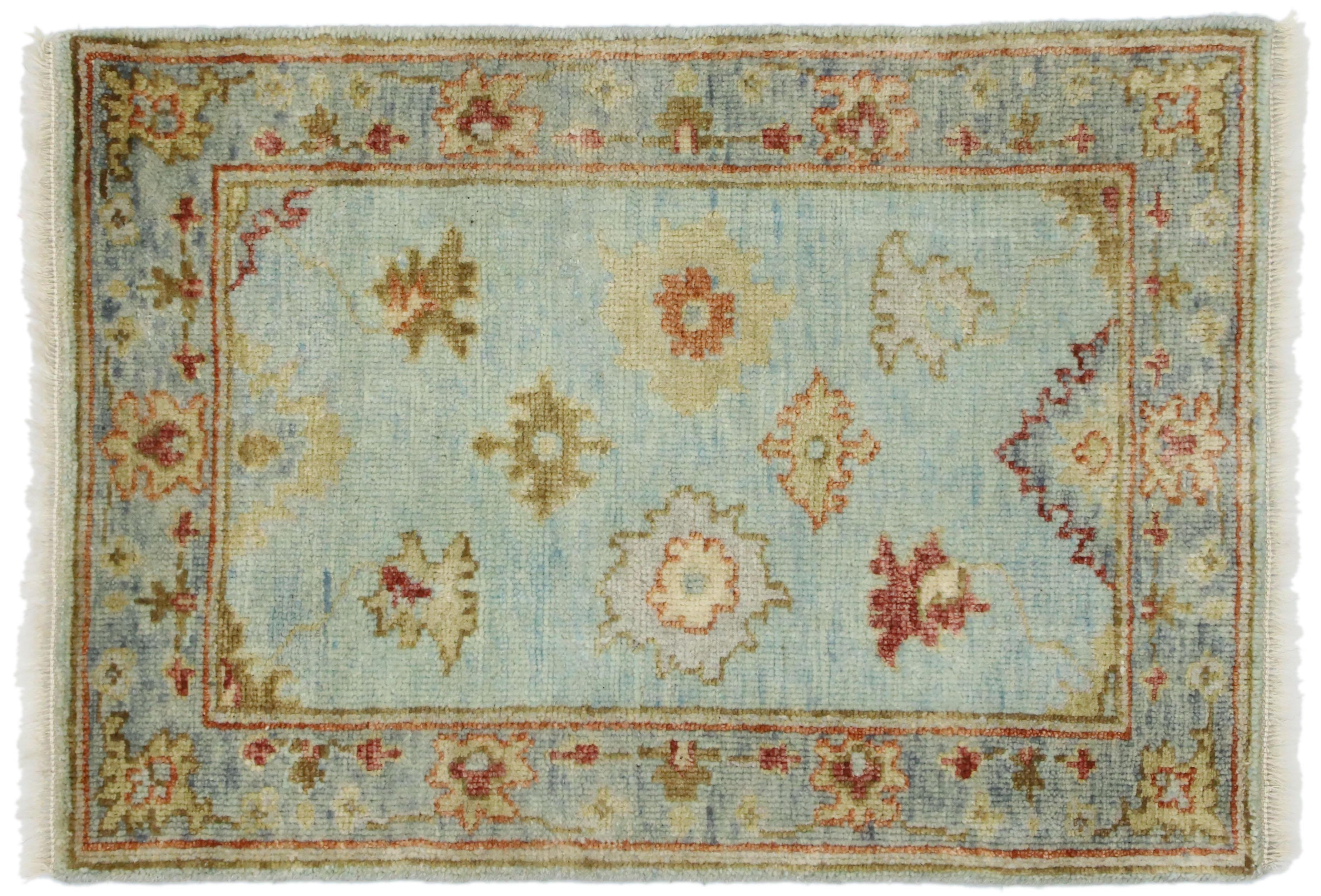 New Contemporary Oushak Indian Rug with Eclectic Coastal Boho Style For Sale 3