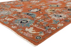 New Contemporary Oushak Rug with Hollywood Regency and Post-Modern Style