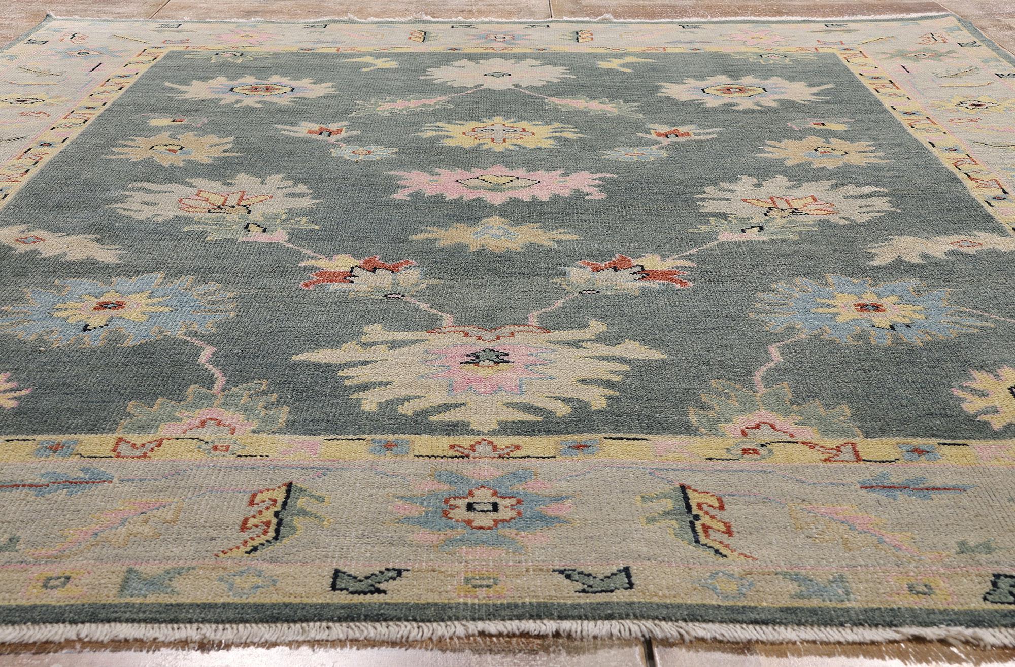 New Modern Colorful Oushak Rug with Contemporary Style For Sale 7