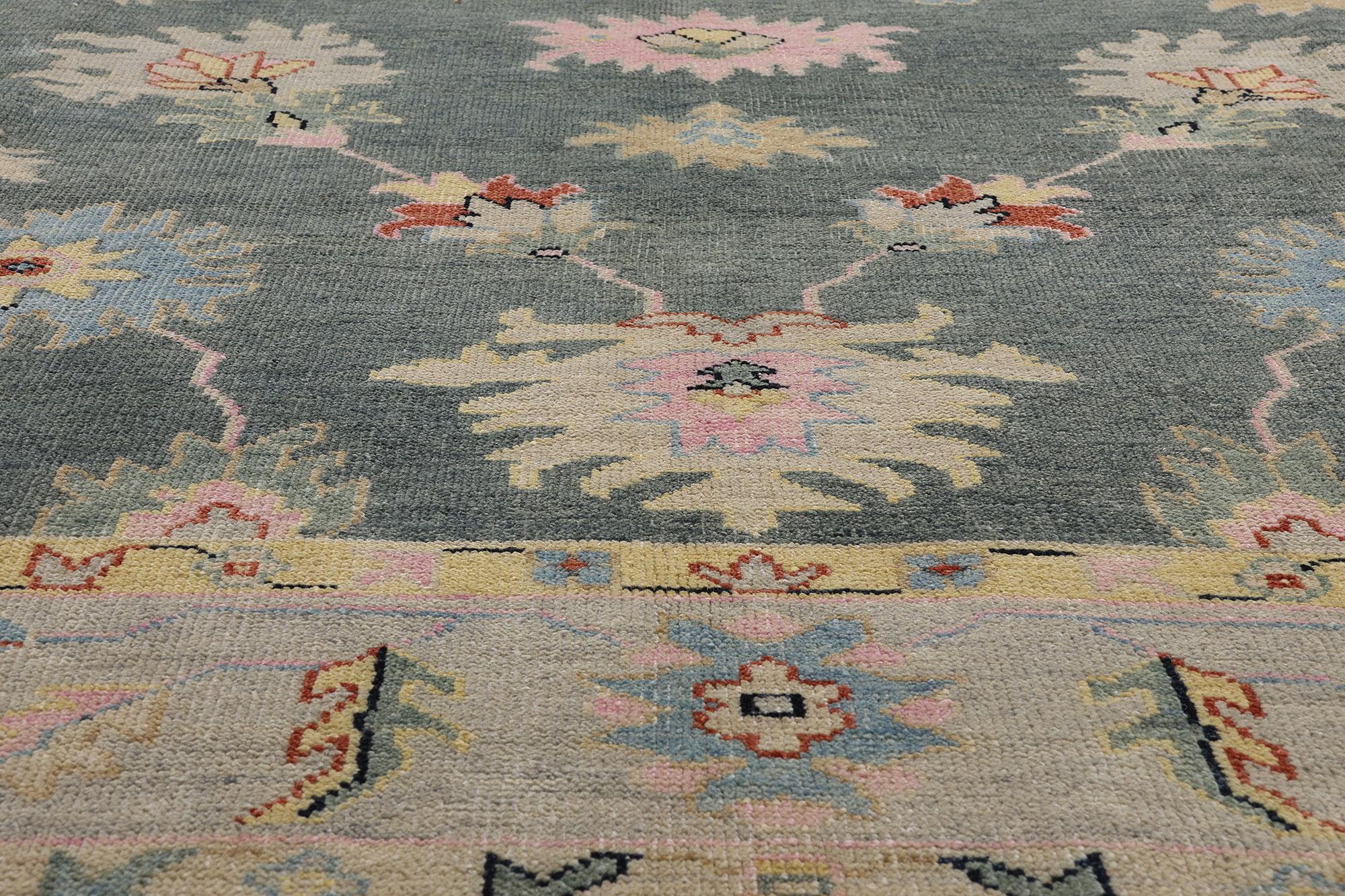 New Modern Colorful Oushak Rug with Contemporary Style For Sale 1