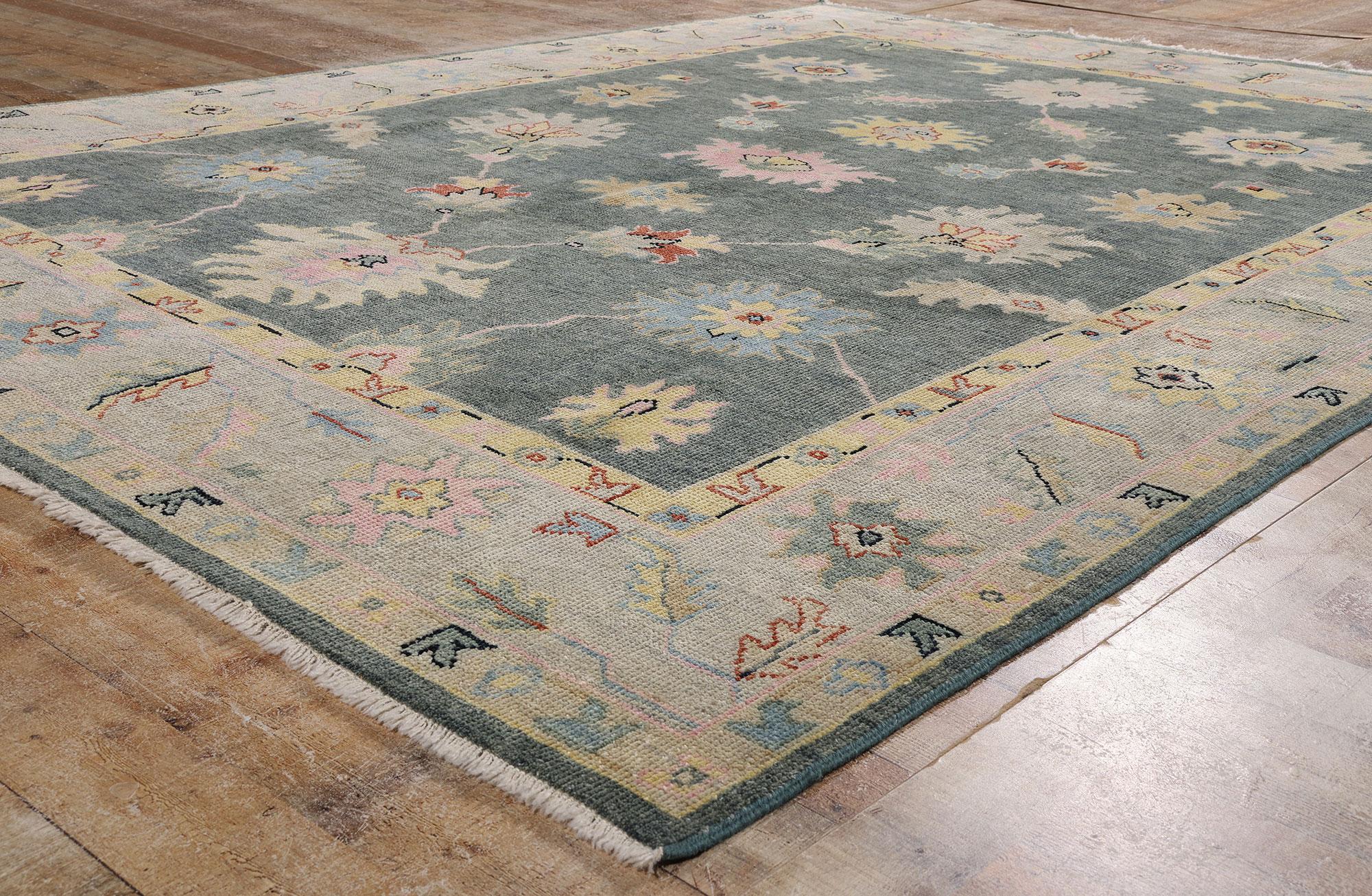New Modern Colorful Oushak Rug with Contemporary Style For Sale 6