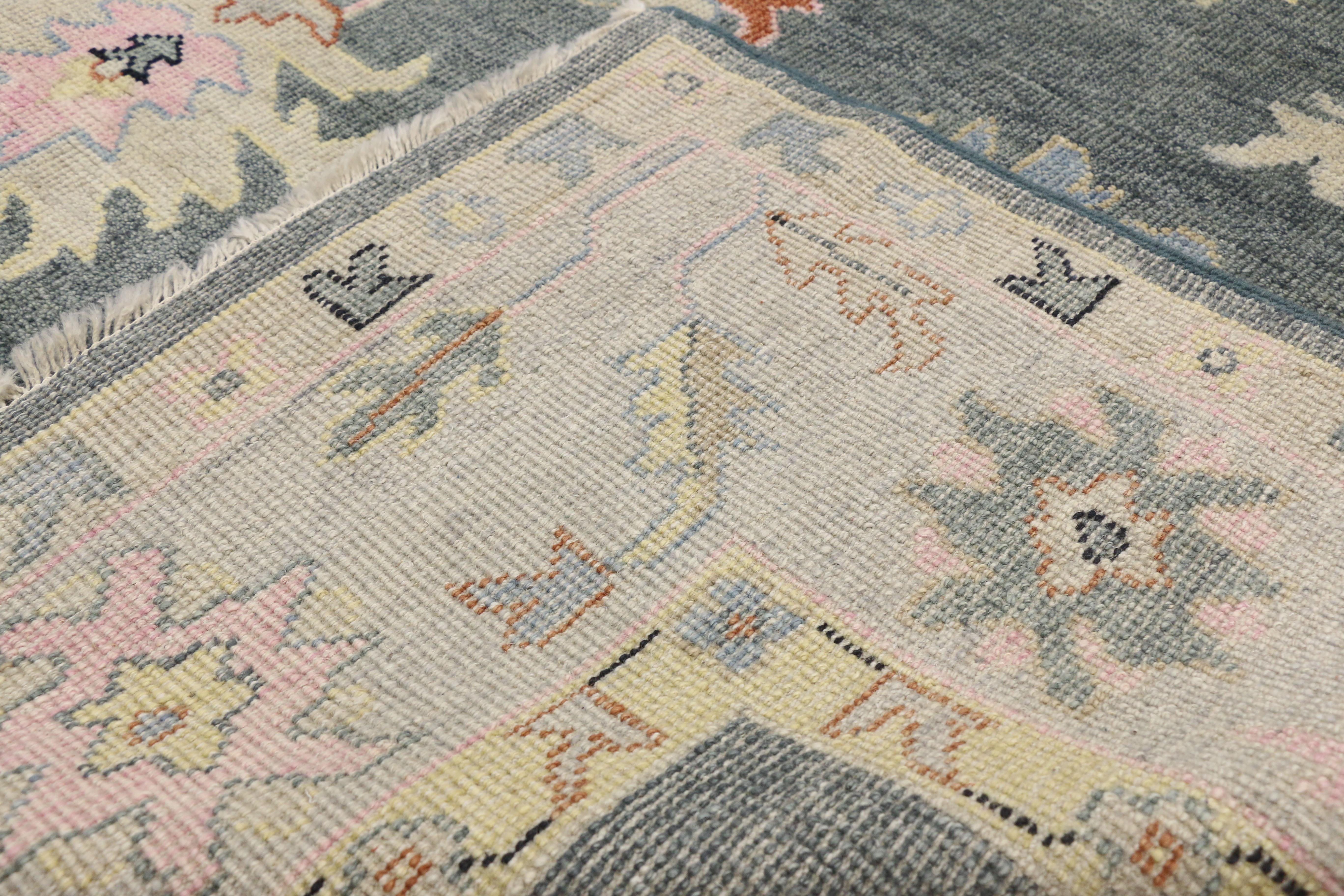 New Contemporary Oushak Area Rug with Modern Glam Style and Pastel Colors In New Condition For Sale In Dallas, TX