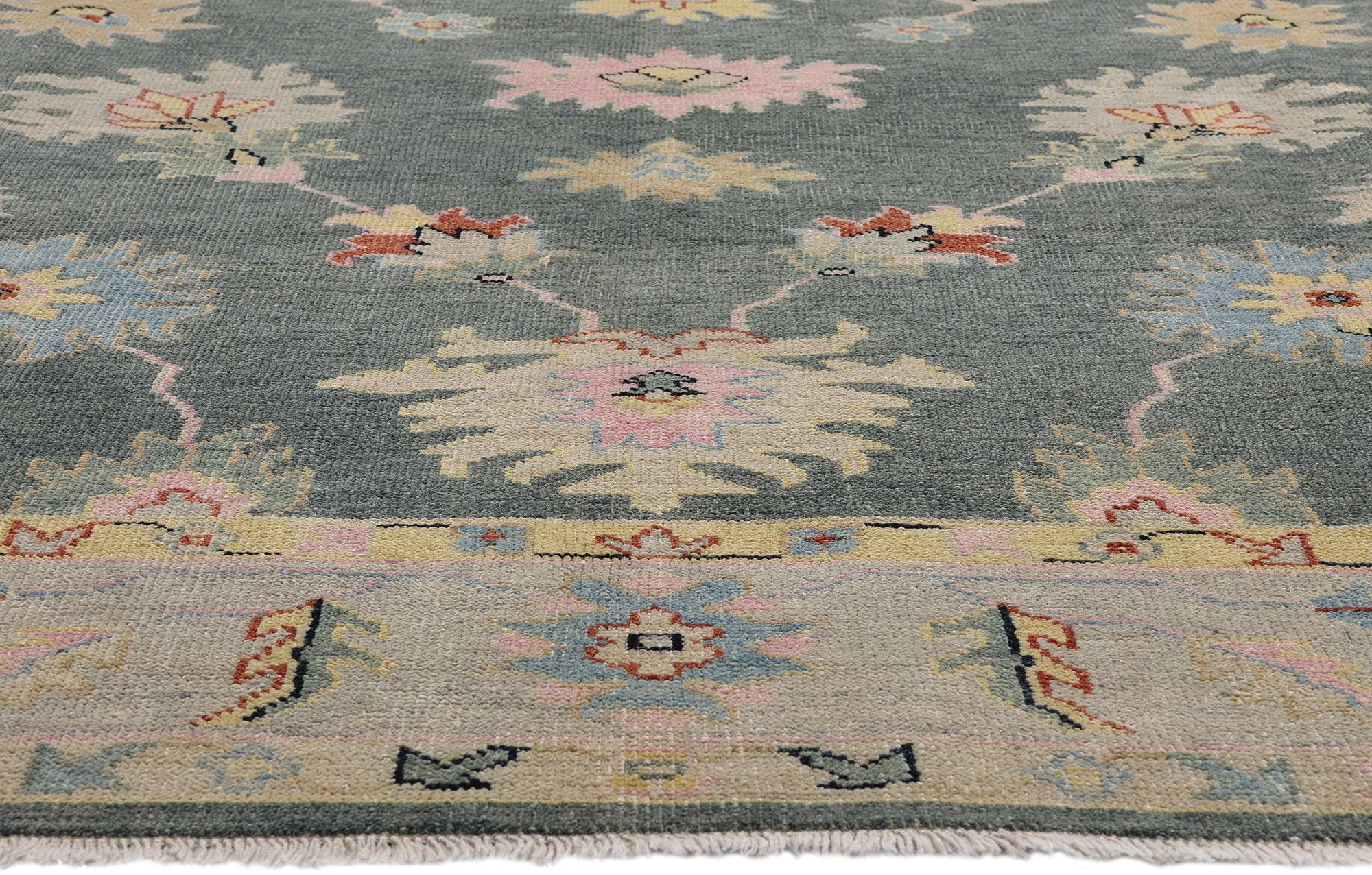 Wool New Modern Colorful Oushak Rug with Contemporary Style For Sale