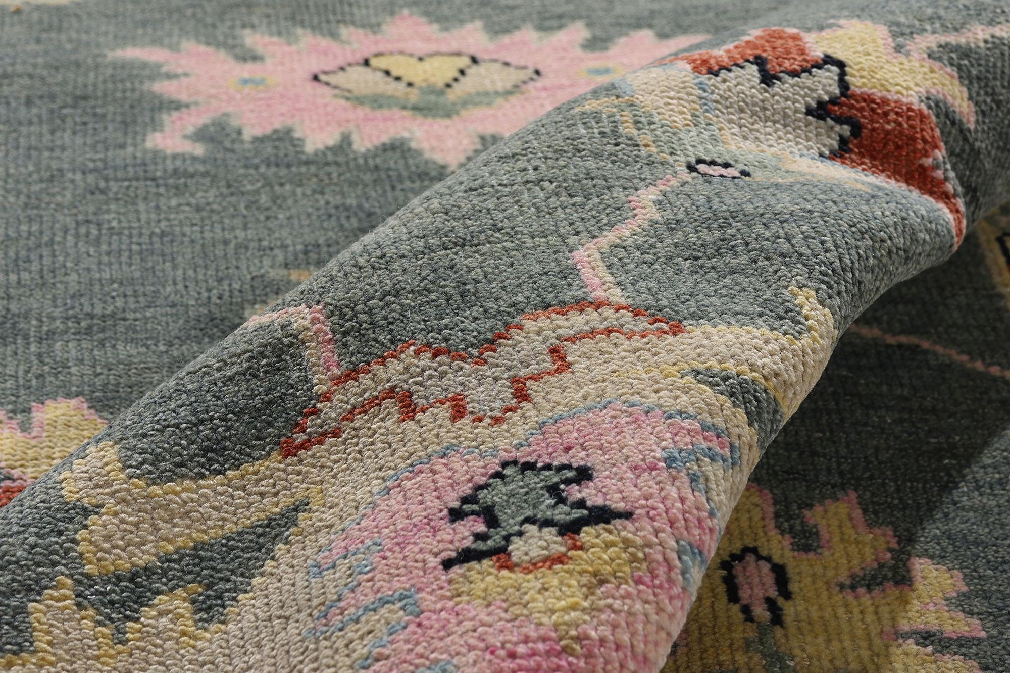 New Modern Colorful Oushak Rug with Contemporary Style For Sale 3