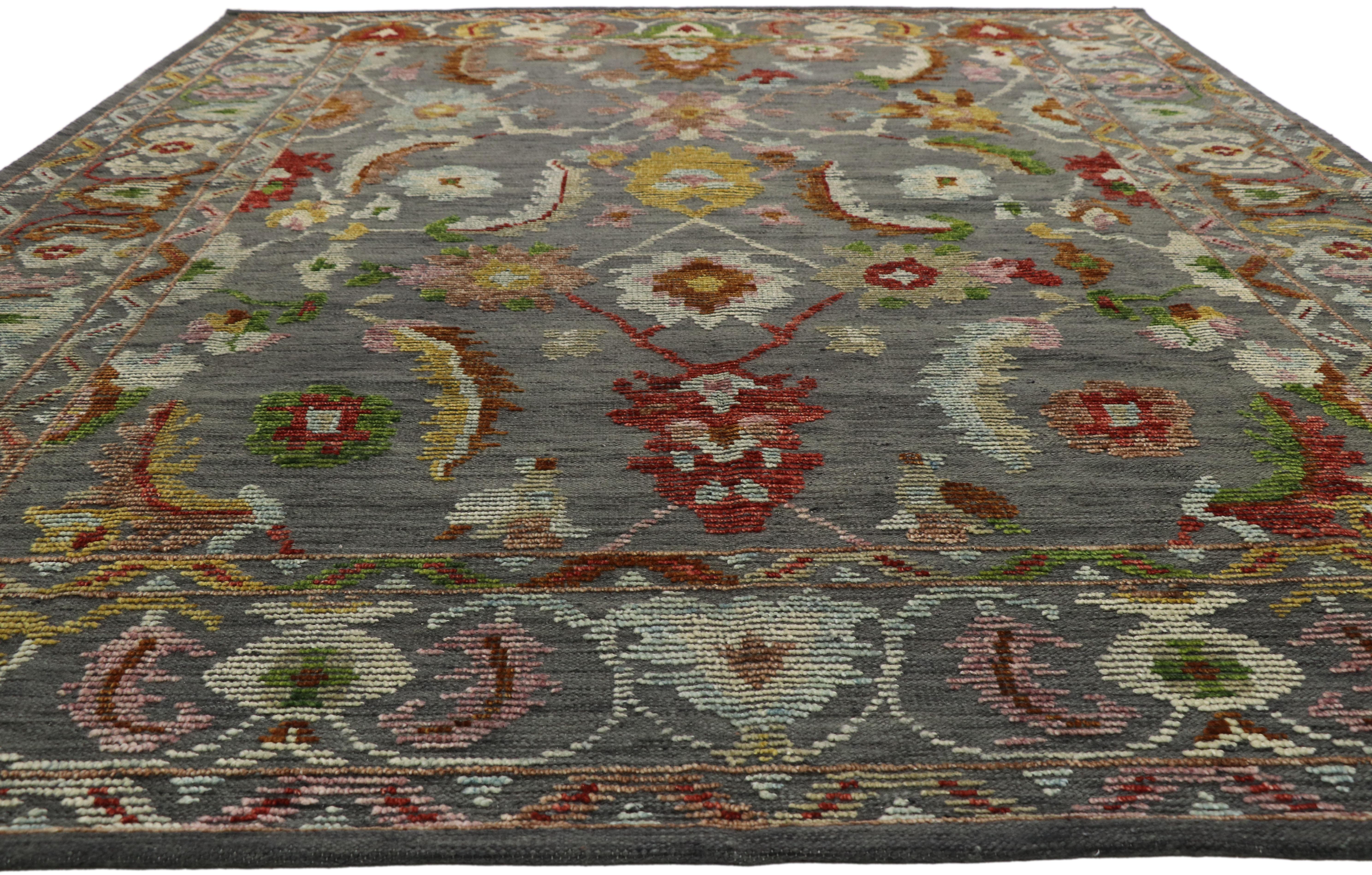 Indian New Contemporary Oushak Area Rug with Modern Parisian Style, Texture Area Rug