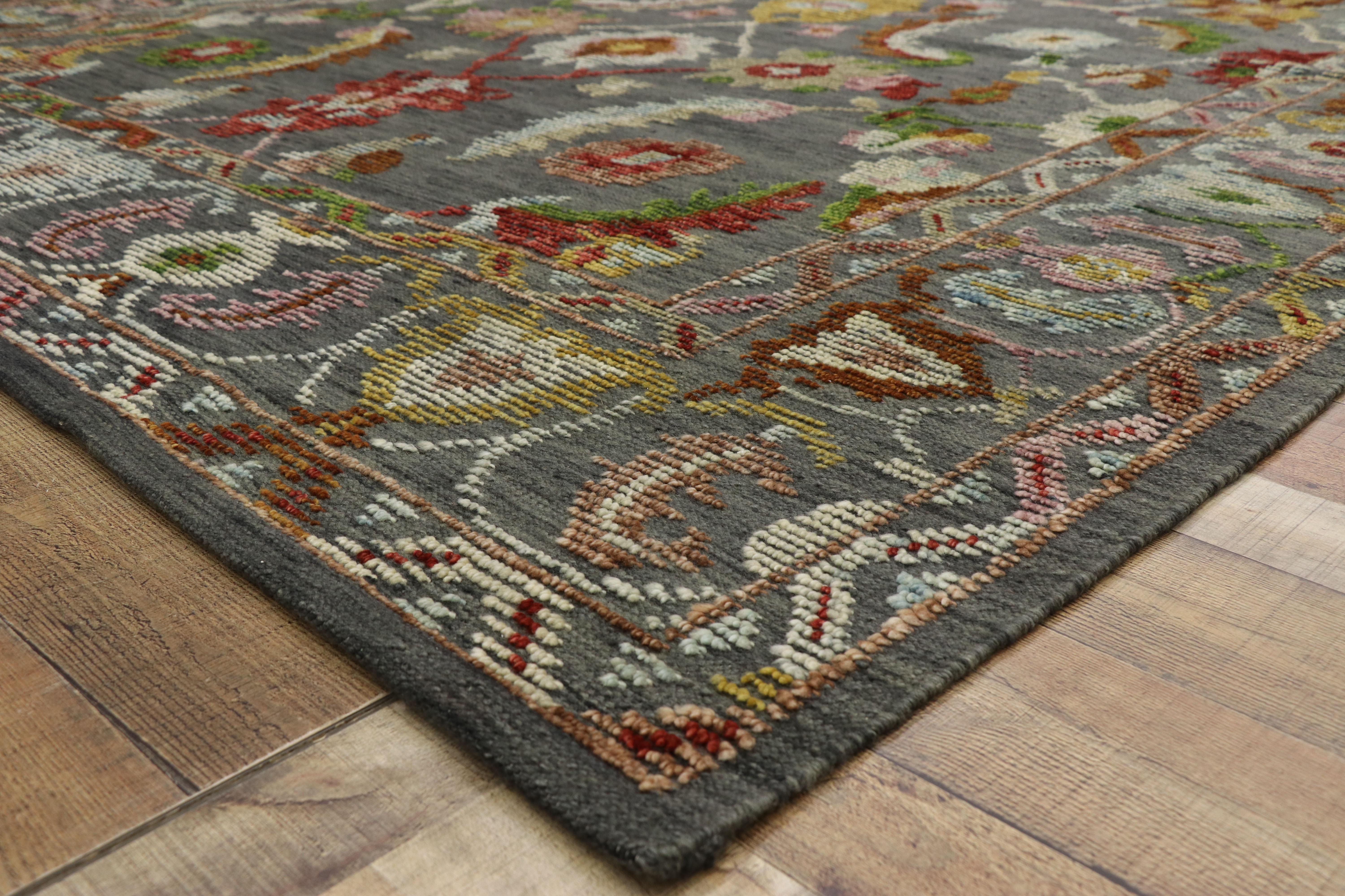 Wool New Contemporary Oushak Area Rug with Modern Parisian Style, Texture Area Rug