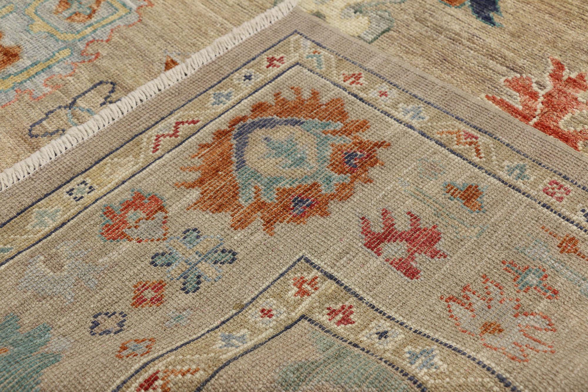 Wool New Contemporary Oushak Area Rug with Transitional Style