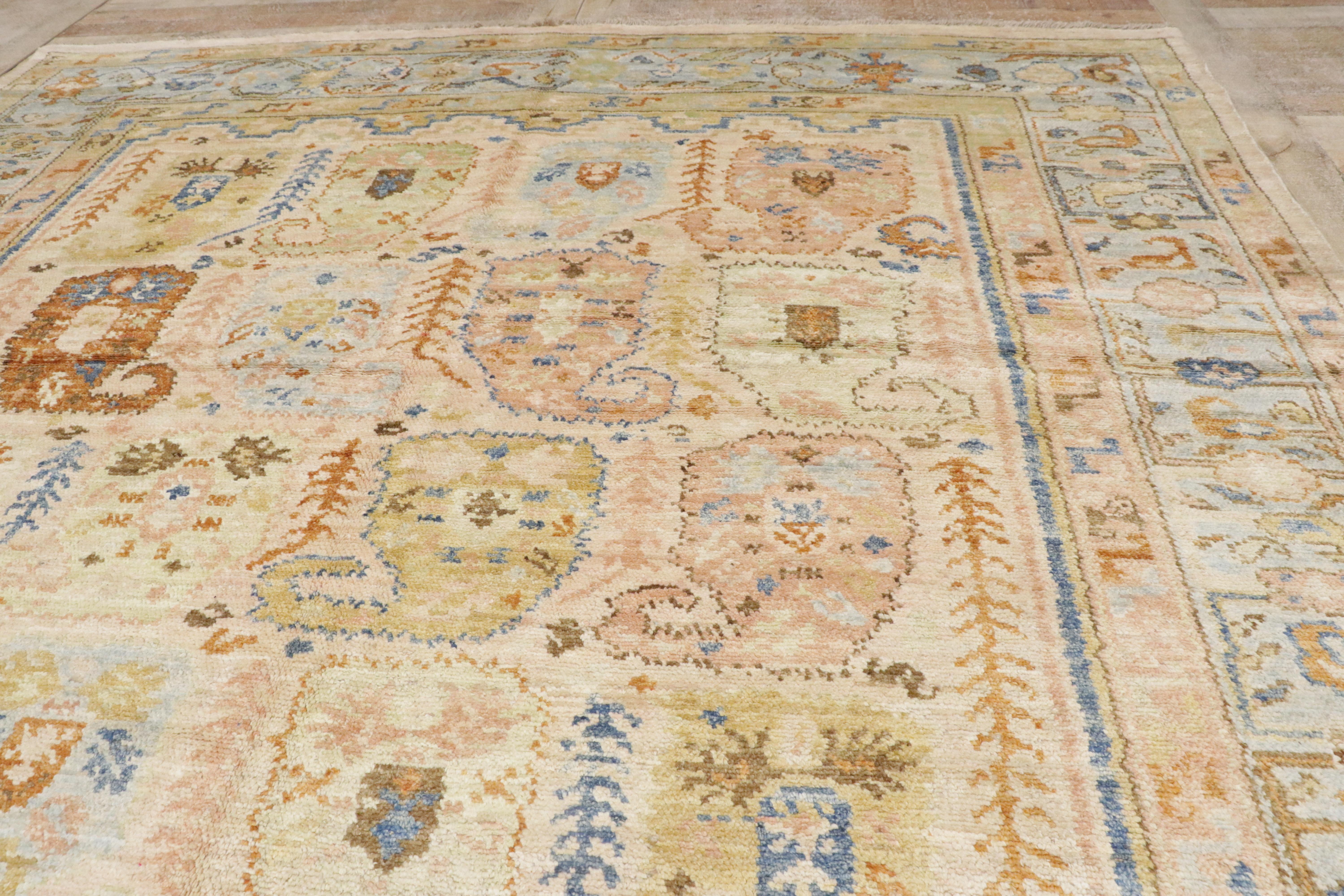 Zeitgenössischer Oushak Boteh Teppich mit modernem Stil im Angebot 3