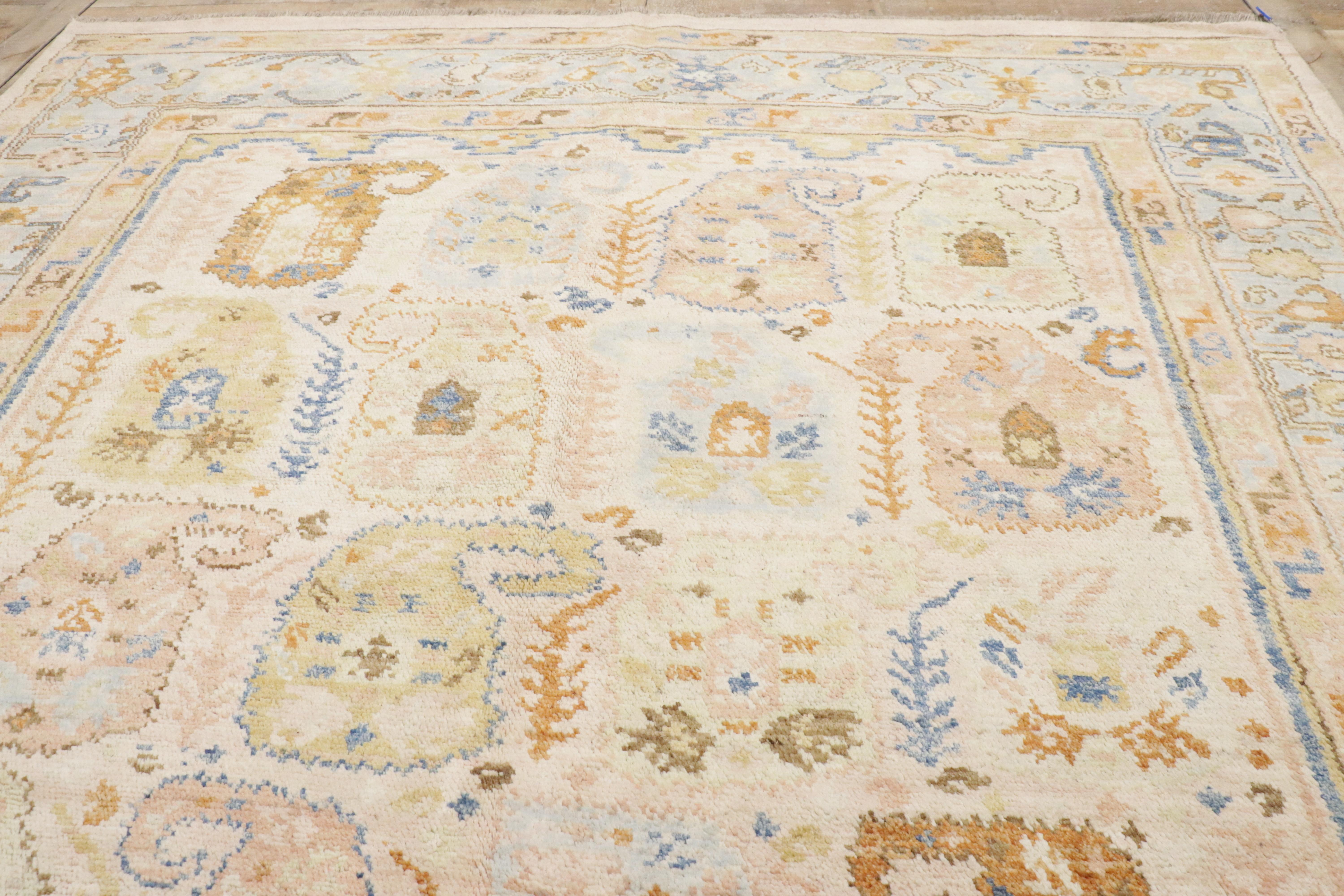 Zeitgenössischer Oushak Boteh Teppich mit modernem Stil im Angebot 6