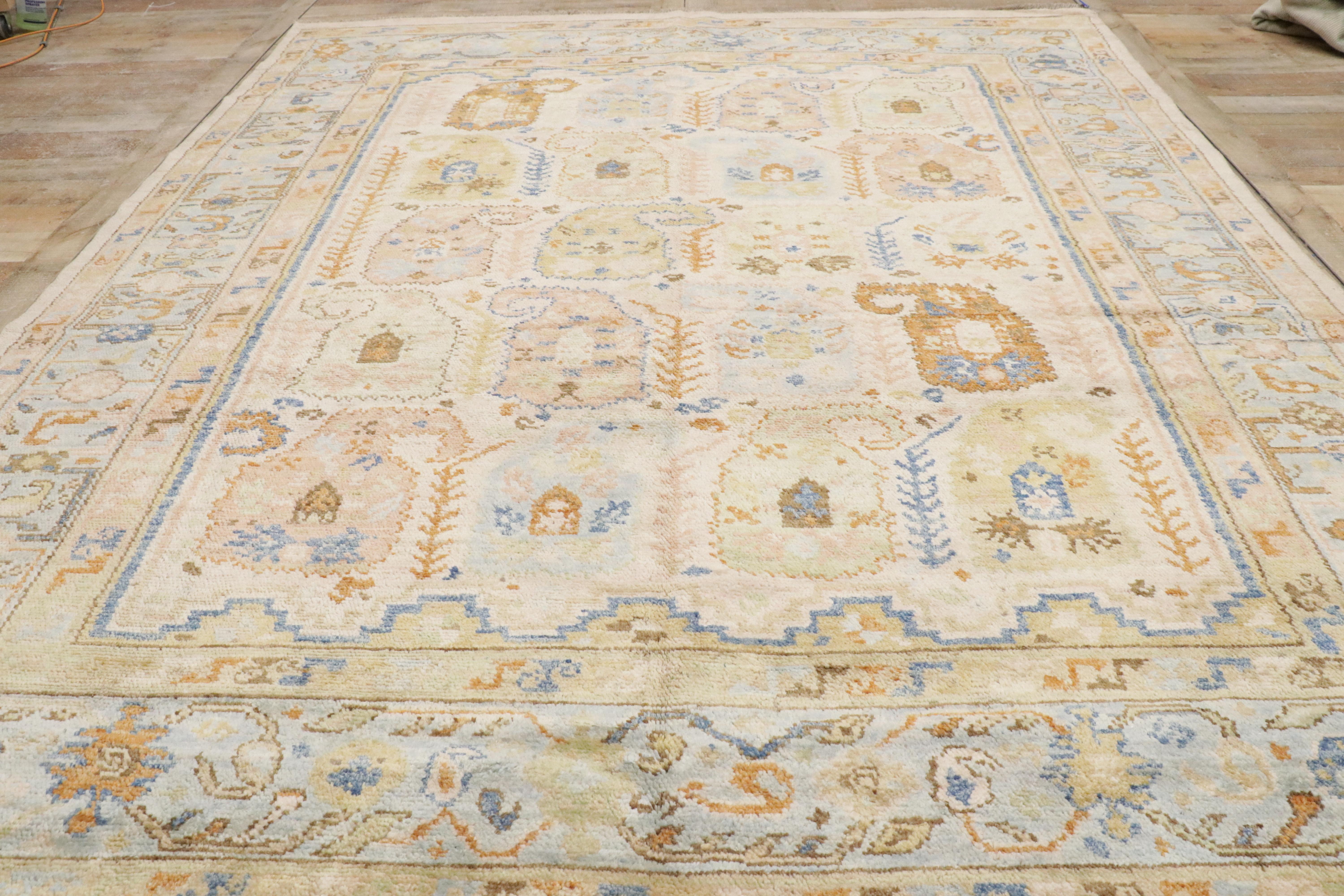 Zeitgenössischer Oushak Boteh Teppich mit modernem Stil im Angebot 8