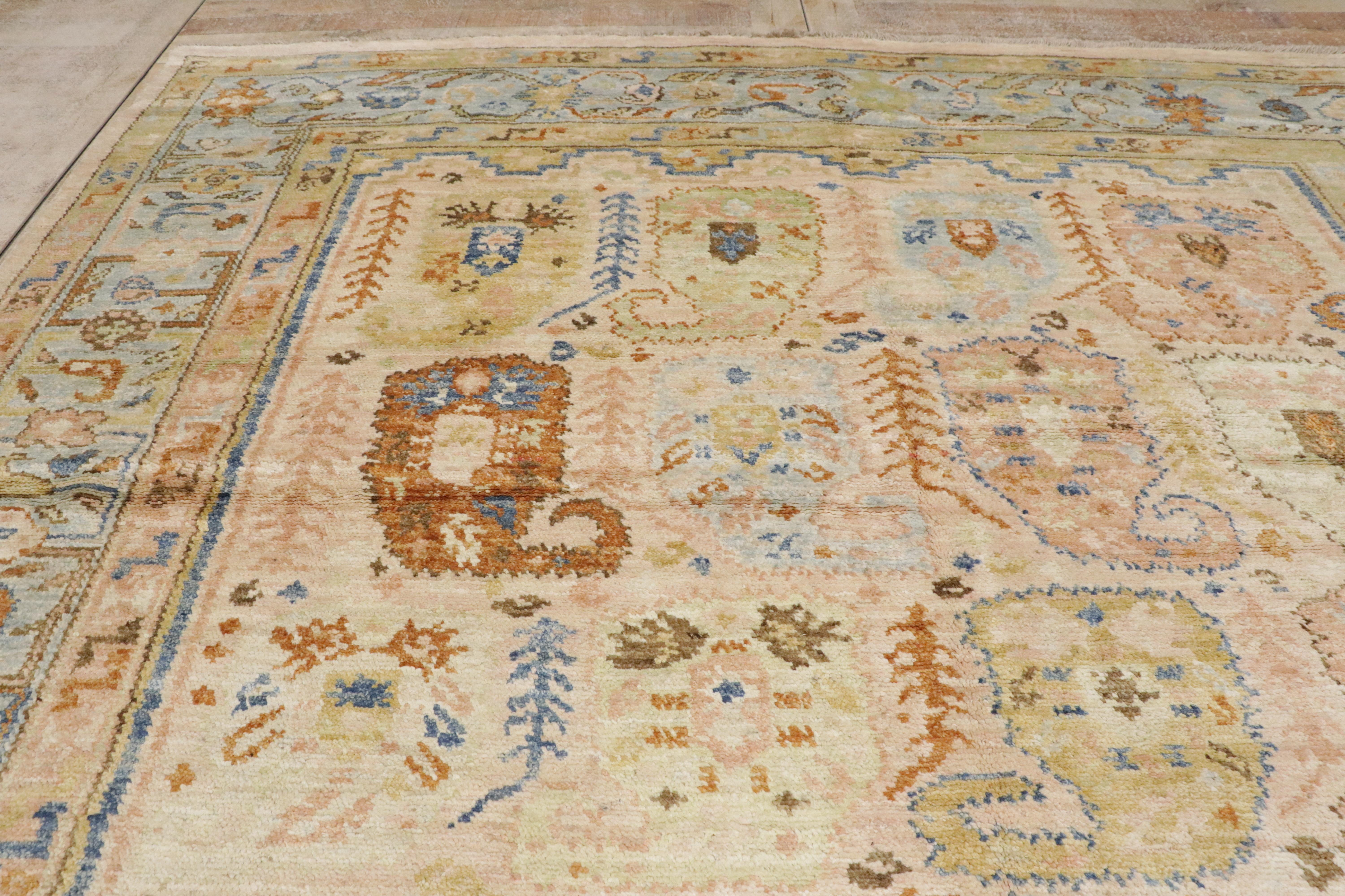 Zeitgenössischer Oushak Boteh Teppich mit modernem Stil im Angebot 9