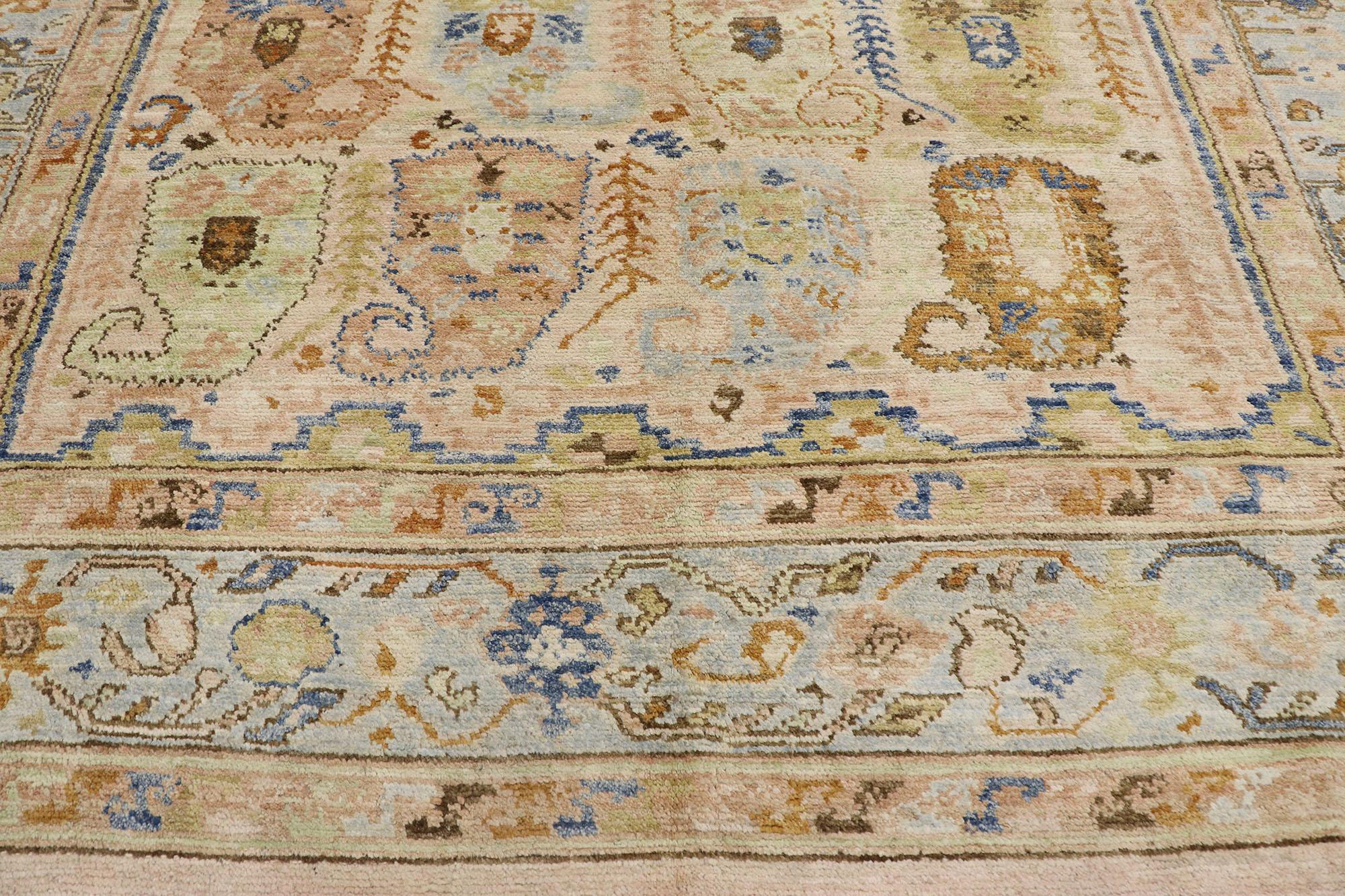 Hand-Knotted New Contemporary Oushak Boteh Rug with Modern Style For Sale