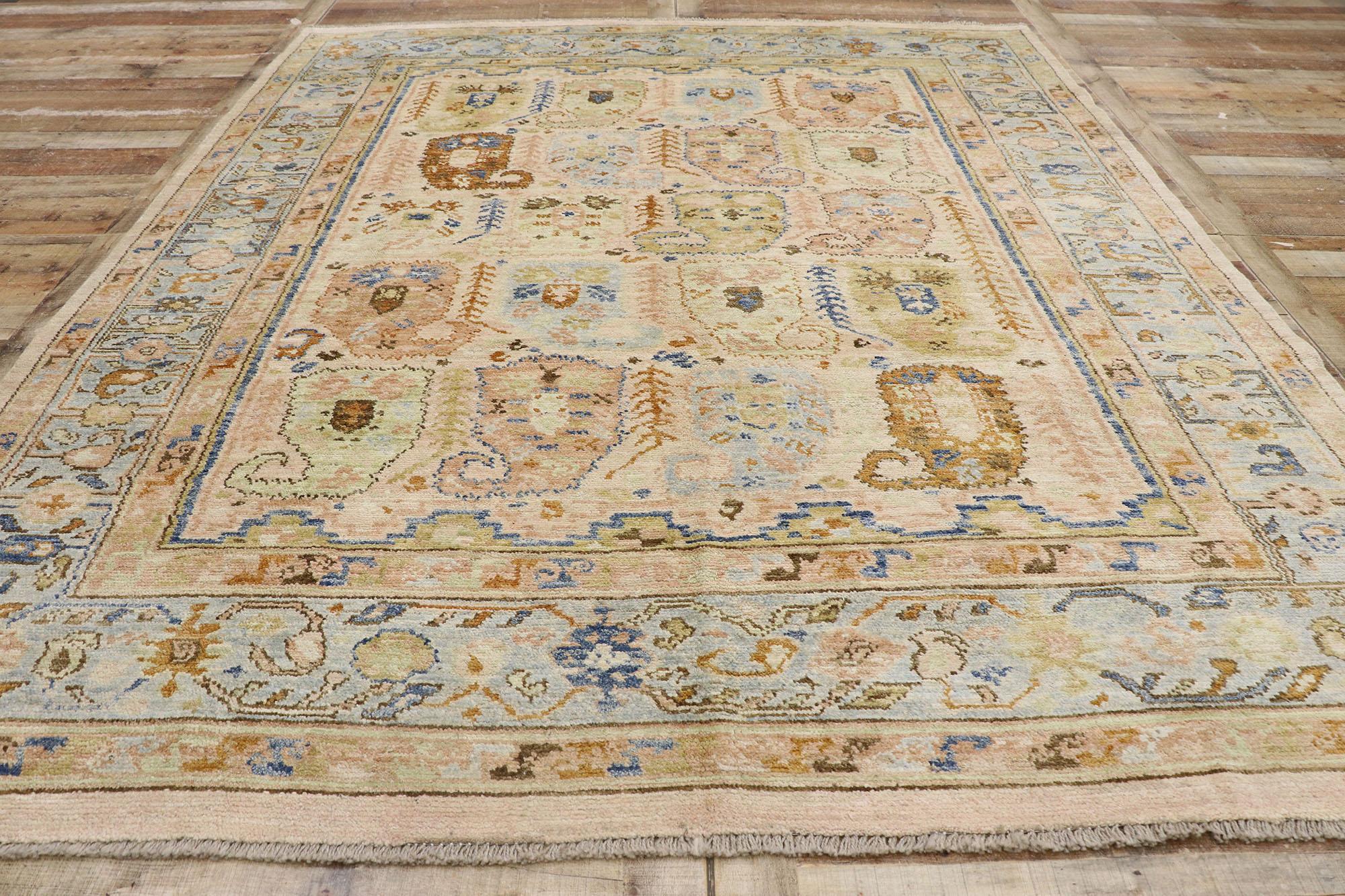 New Contemporary Oushak Boteh Rug with Modern Style For Sale 1