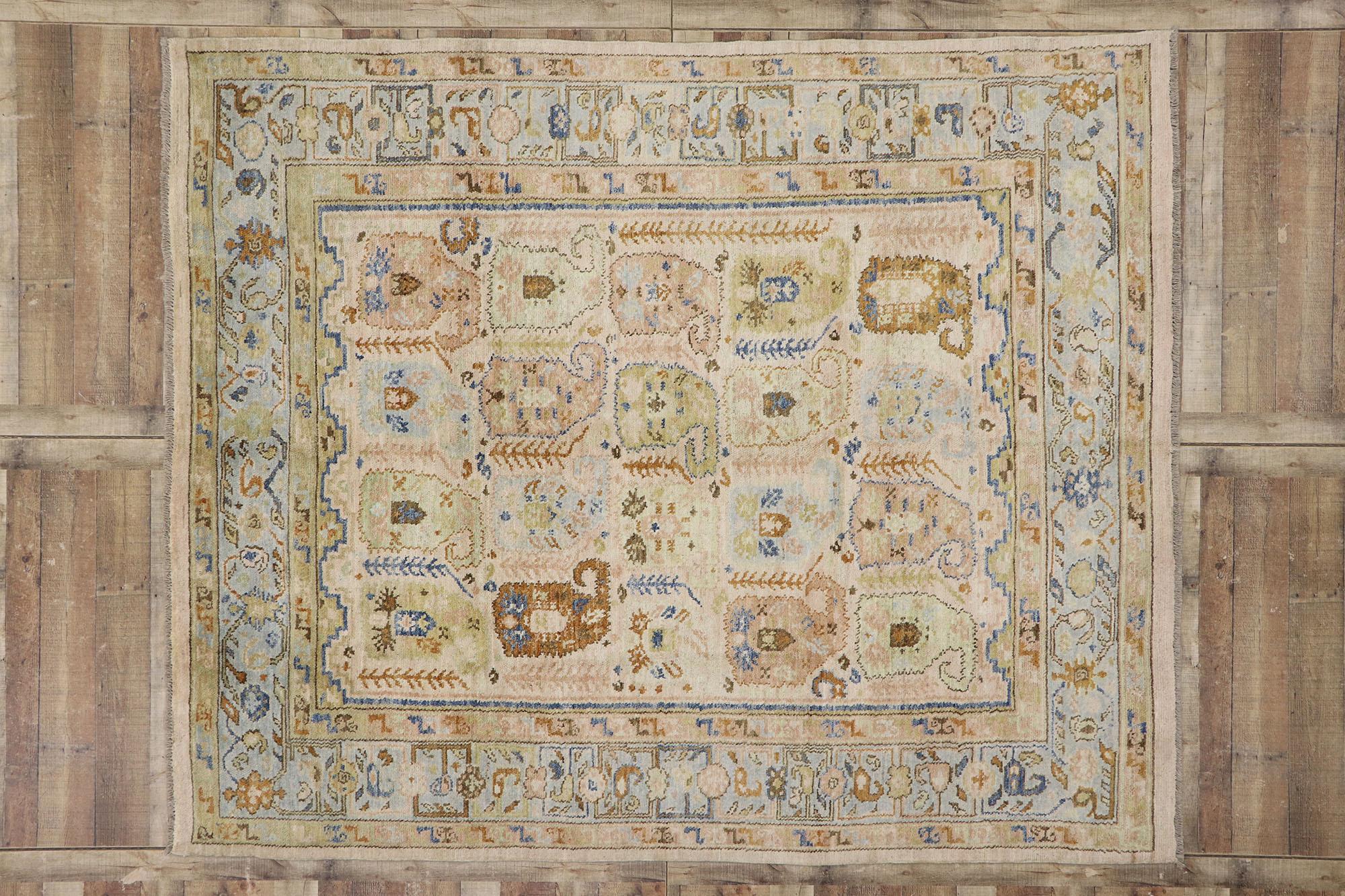 New Contemporary Oushak Boteh Rug with Modern Style For Sale 2